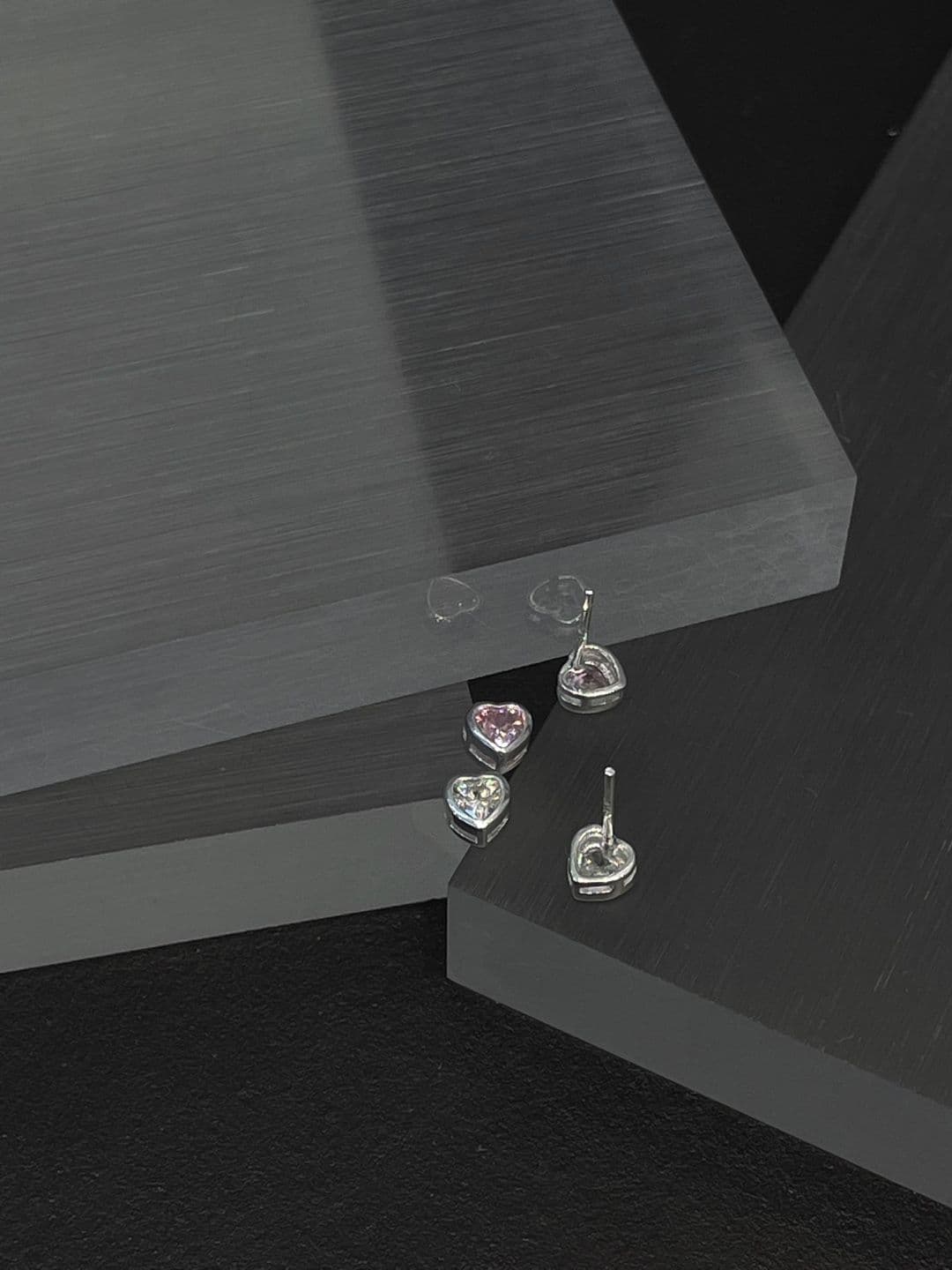 Silver 925 White-Pink Heart Cubic Earrings E221218708 - 이미지 5