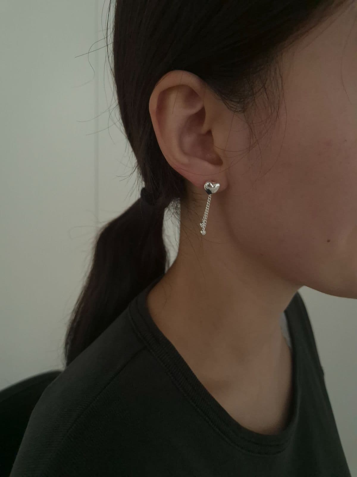Silver 925 Heart Cubic Drop Post Earrings E260600046 - 이미지 3