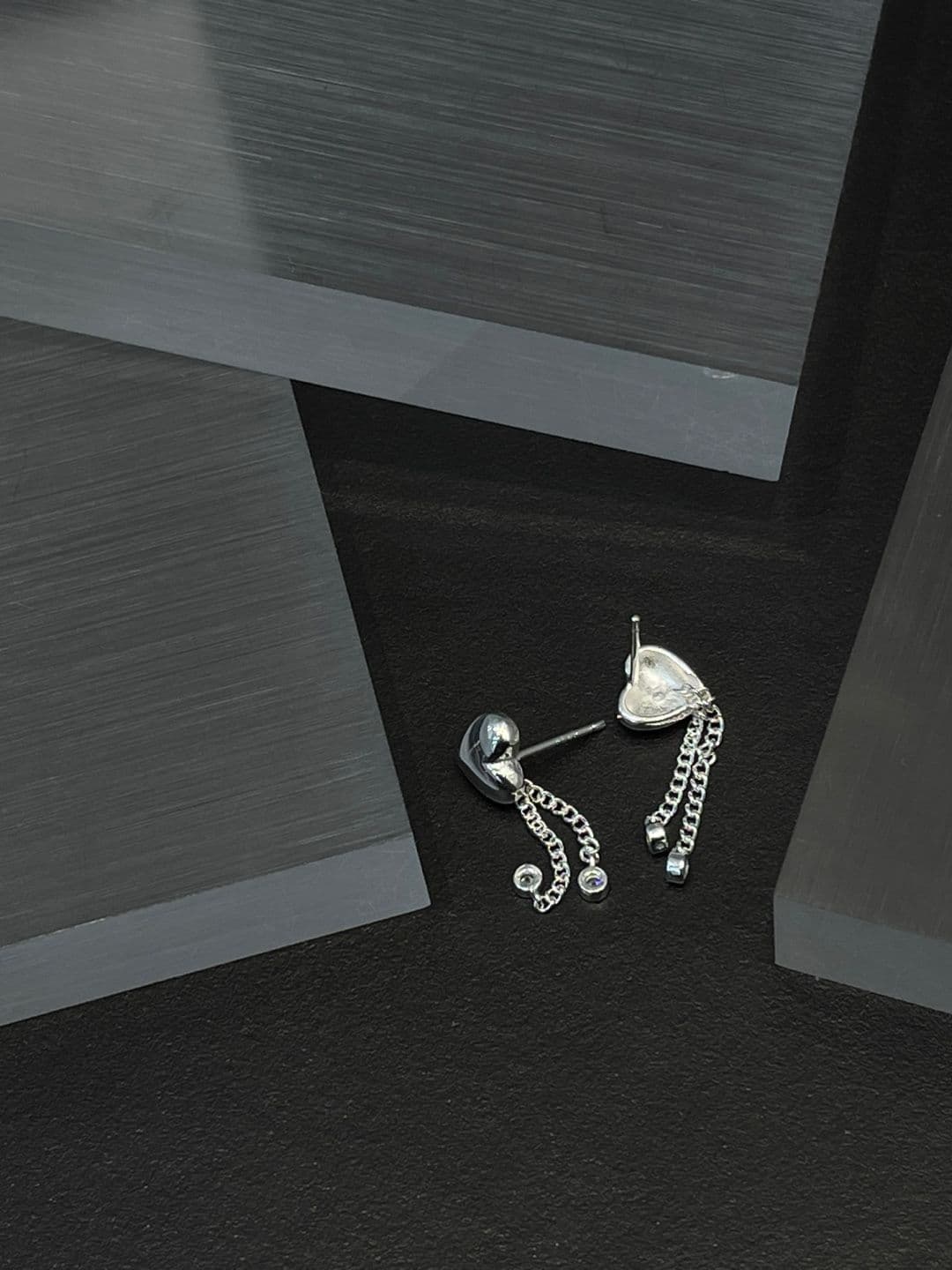 Silver 925 Heart Cubic Drop Post Earrings E260600046 - 이미지 7