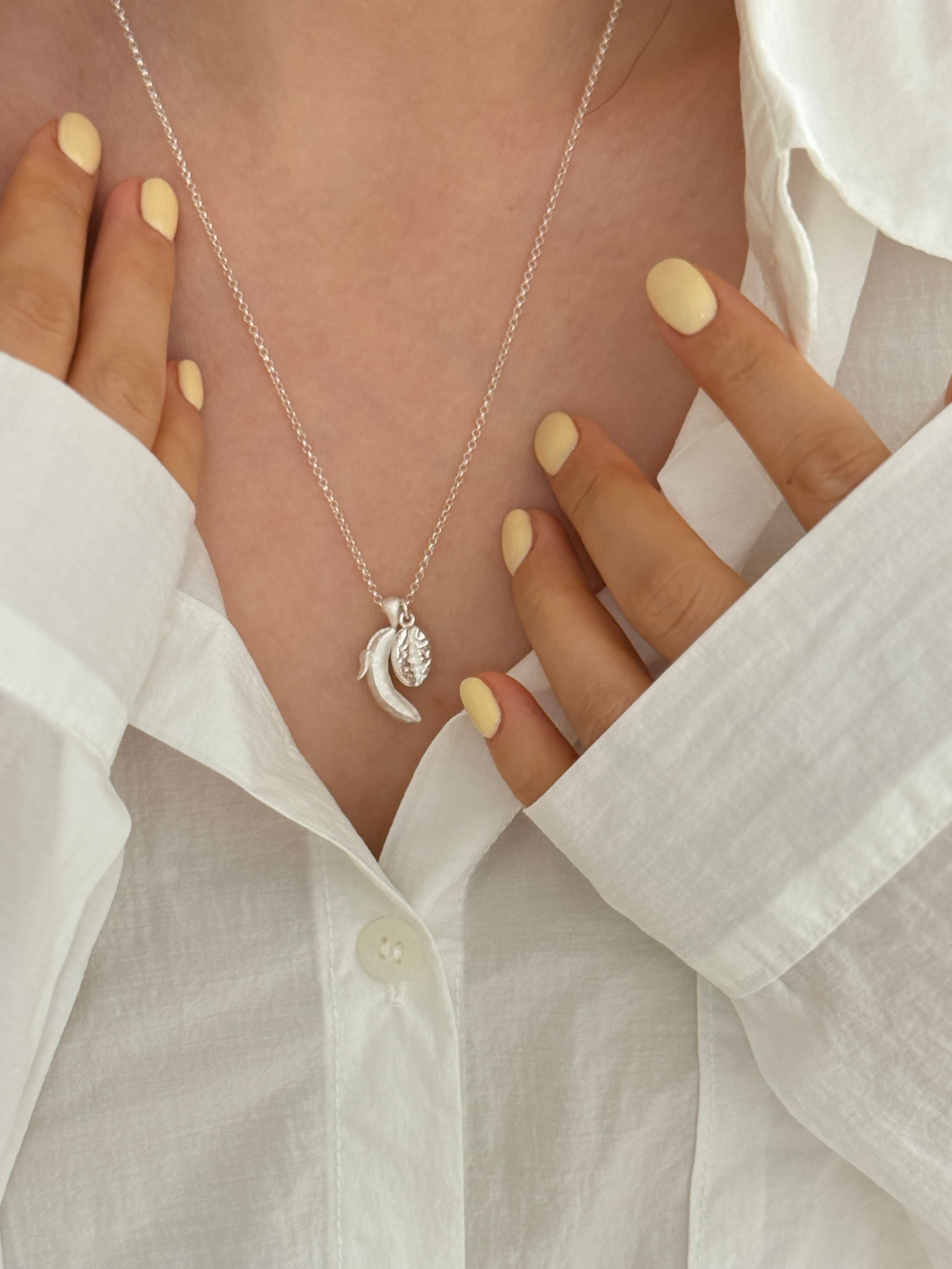 Silver 925 Matte Banana Pineapple Necklace N260665707 - 이미지 1