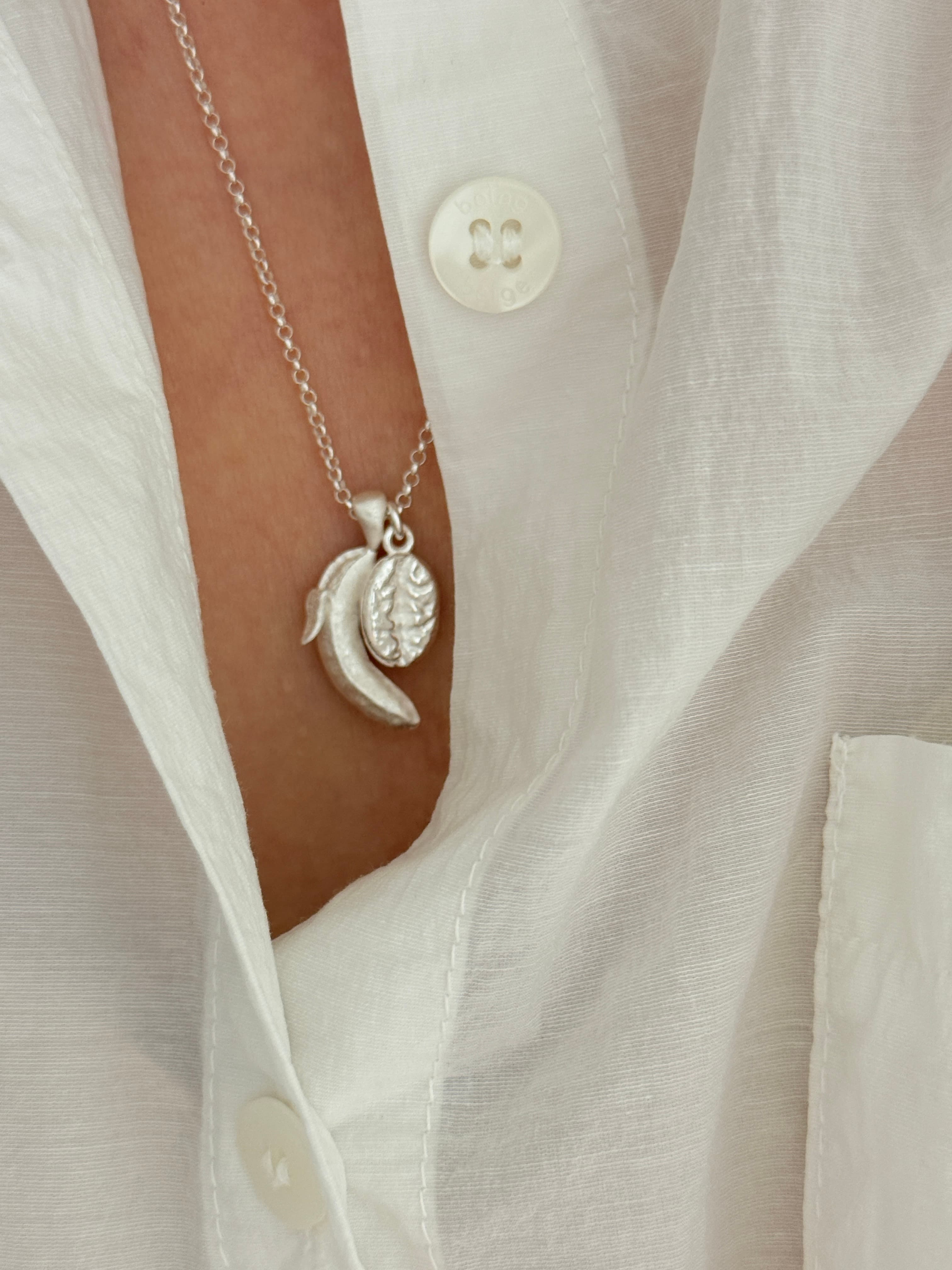 Silver 925 Matte Banana Pineapple Necklace N260665707 - 이미지 2