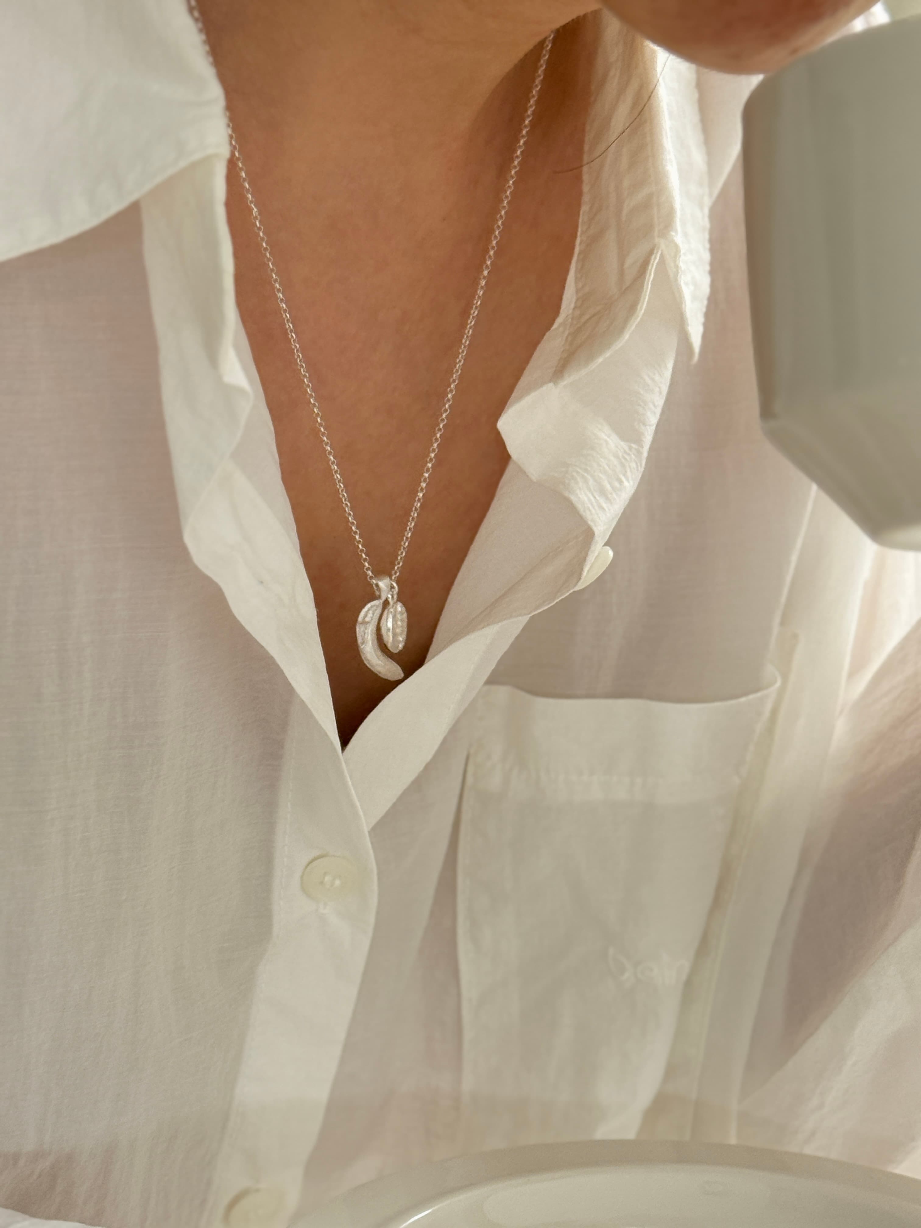 Silver 925 Matte Banana Pineapple Necklace N260665707 - 이미지 3