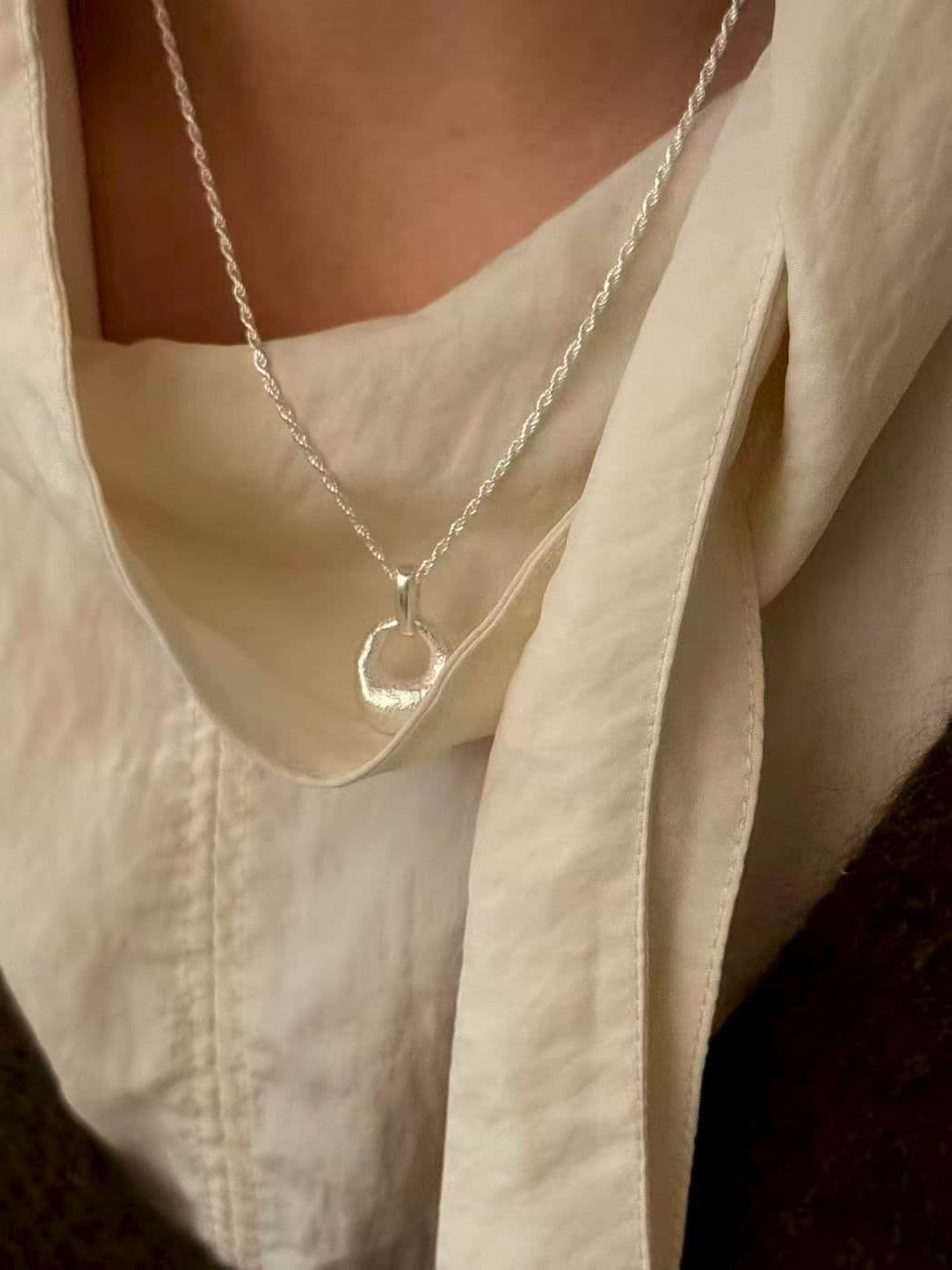 Silver 925 Matte Rough Pendant Chain Necklace N260626263 - 이미지 1