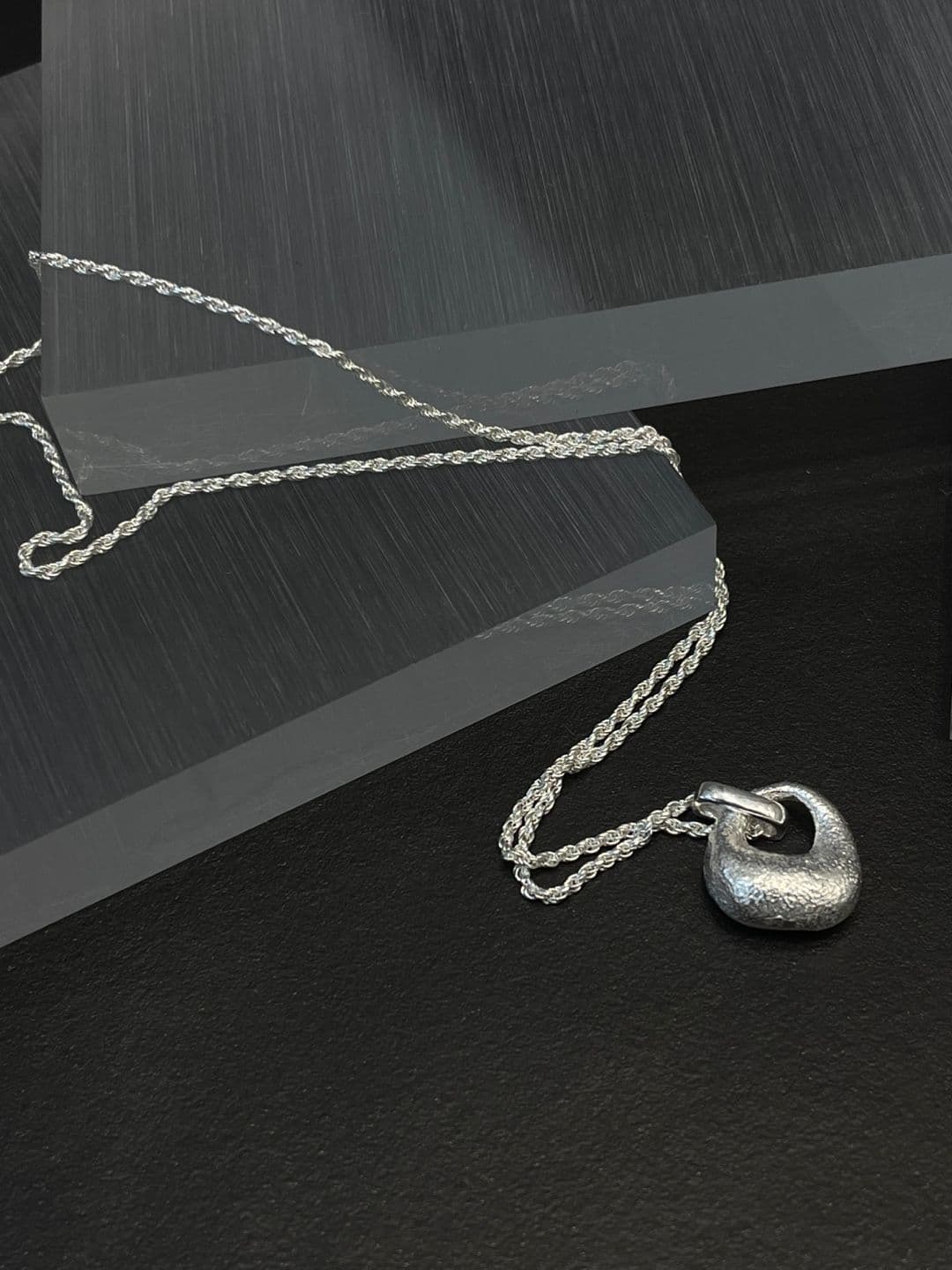 Silver 925 Matte Rough Pendant Chain Necklace N260626263 - 이미지 5