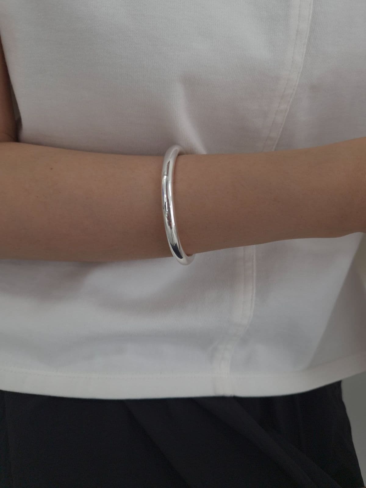 Silver 925 Bold One-Touch Bangle Bracelet B260629258 - 이미지 1