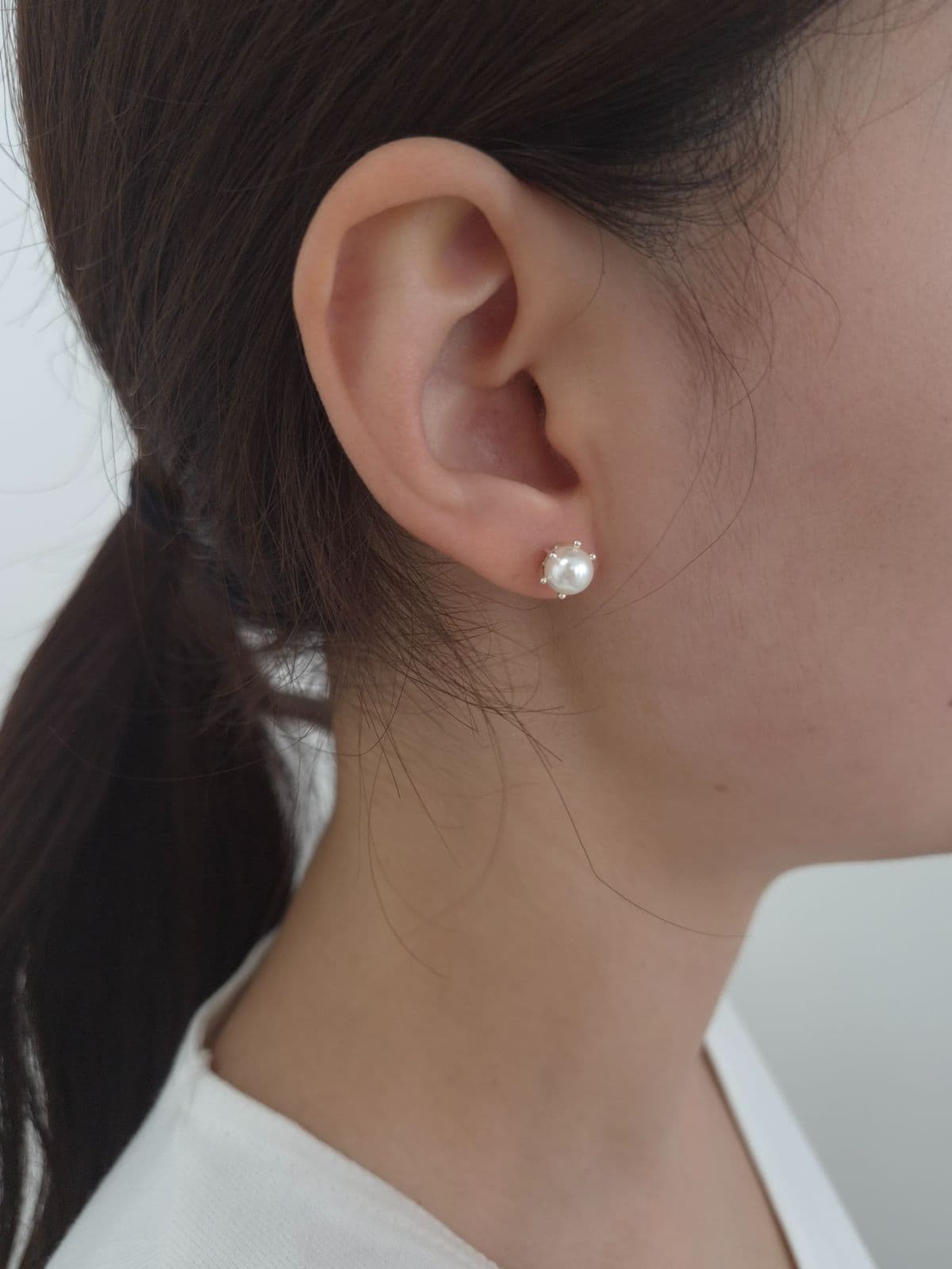 Silver 925 6-8mm Pearl Tray Earrings E240559771 - 이미지 3