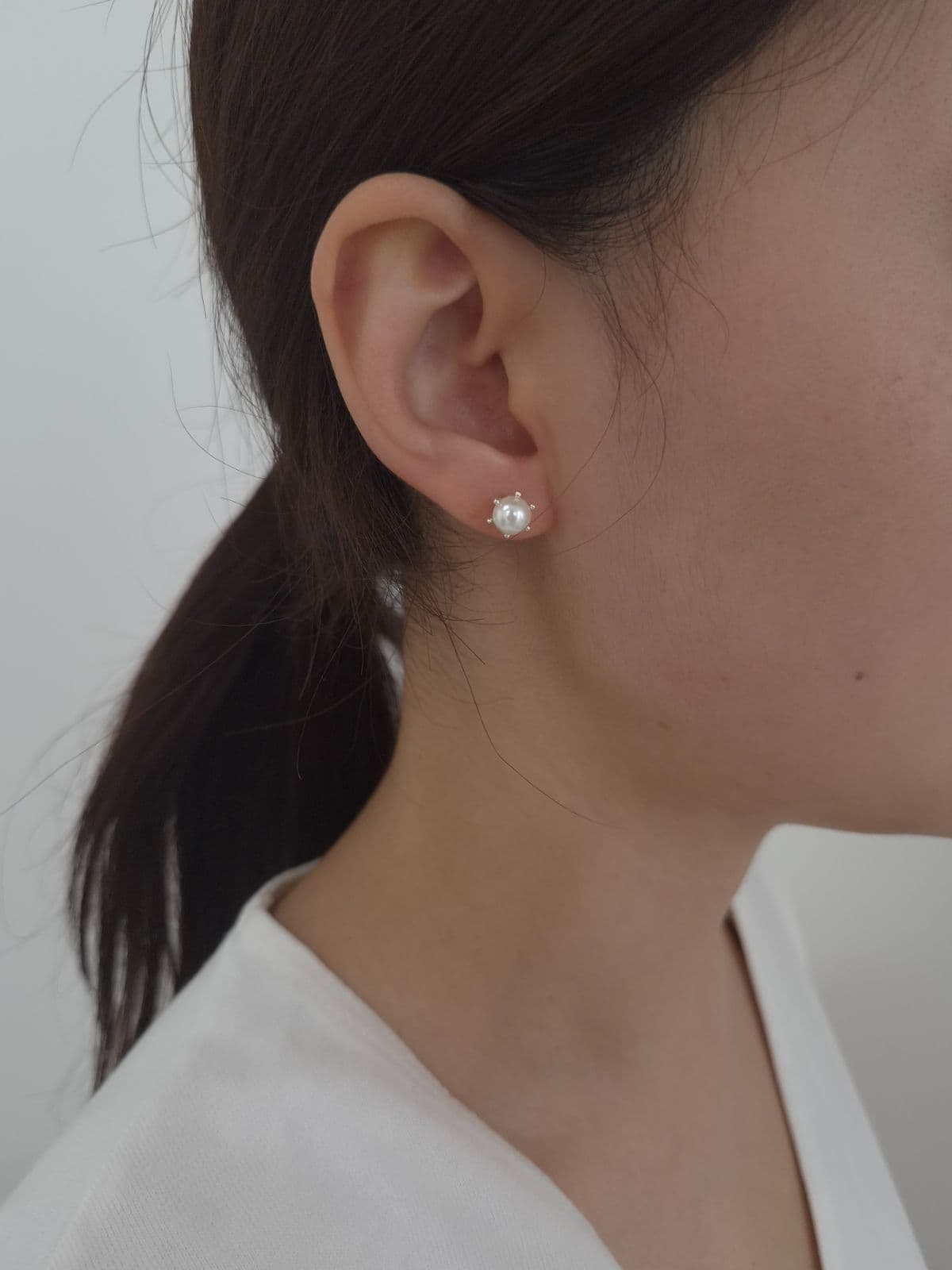 Silver 925 6-8mm Pearl Tray Earrings E240559771 - 이미지 4
