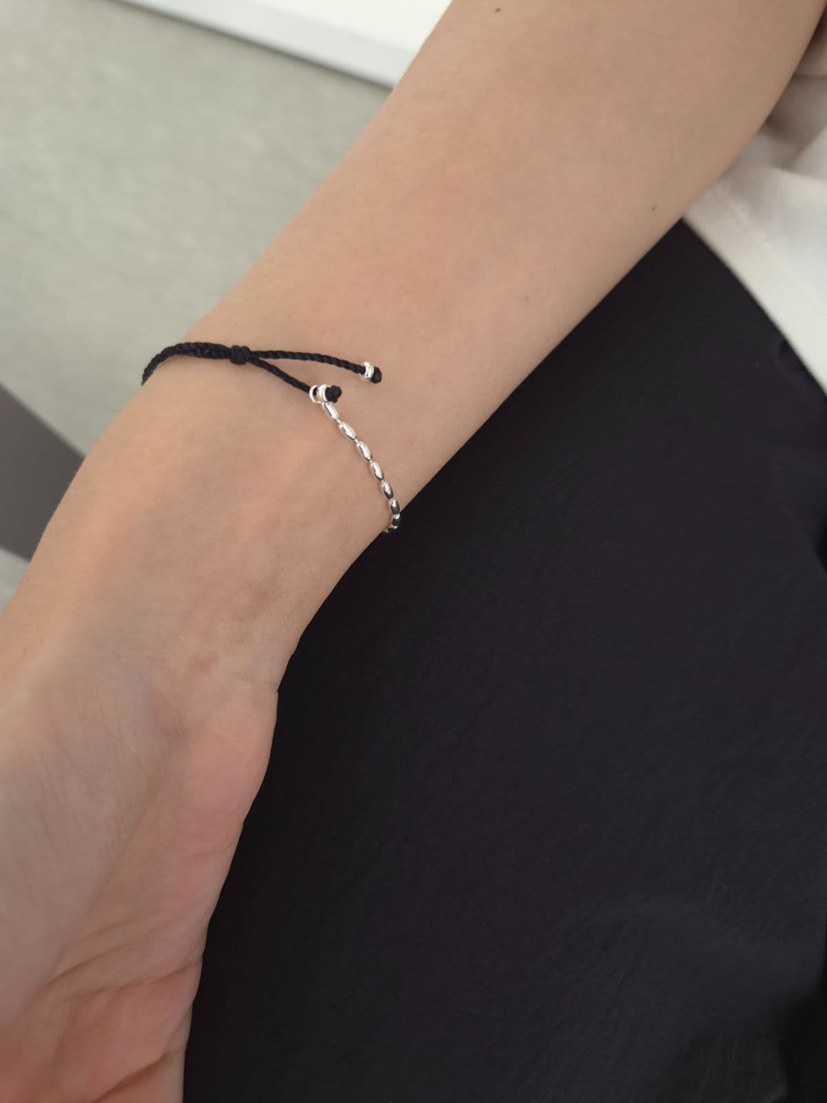 Silver 925 Waxed Strap Silver Ball Bracelet B260685301 - 이미지 6
