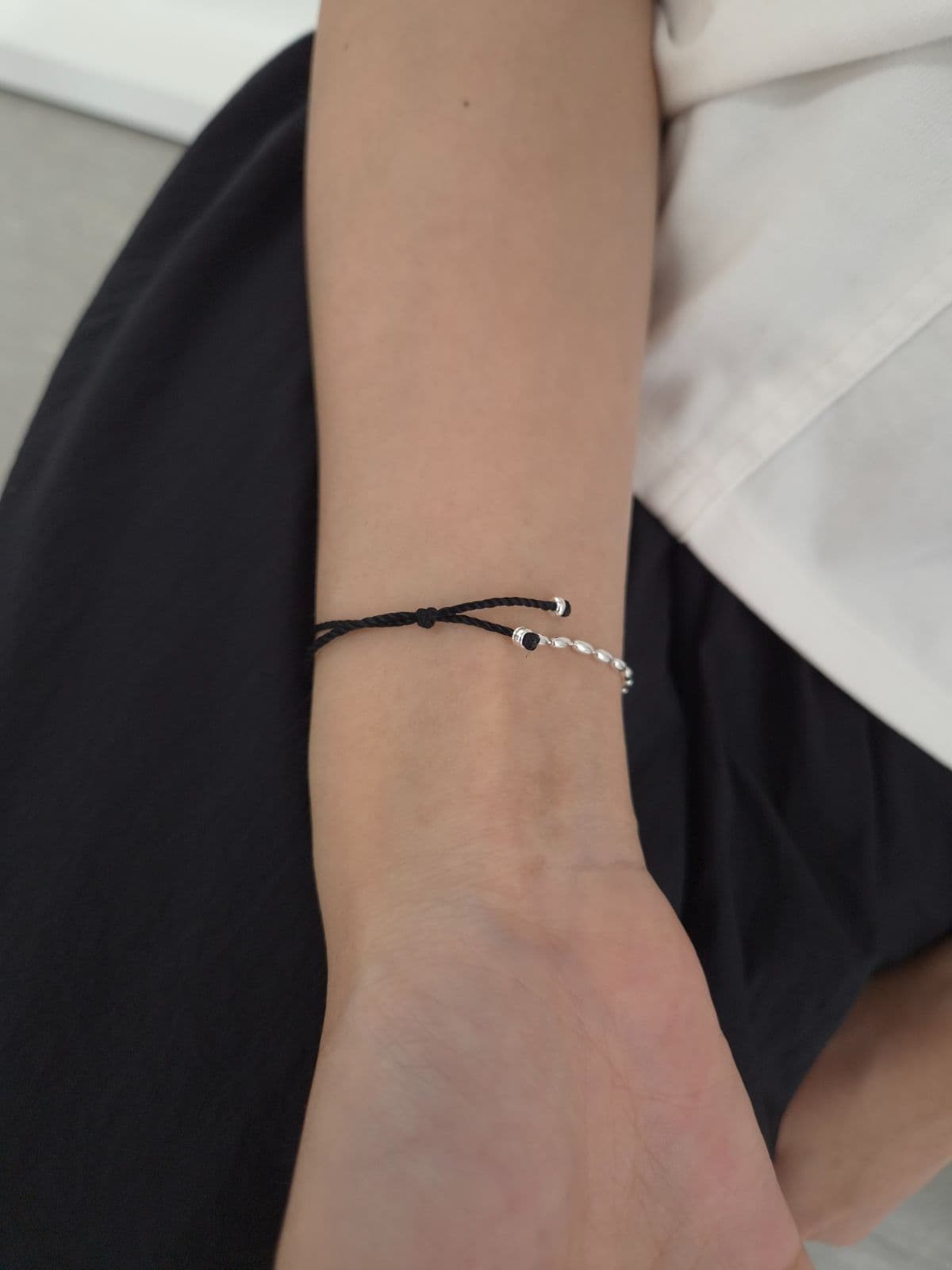 Silver 925 Waxed Strap Silver Ball Bracelet B260685301 - 이미지 7