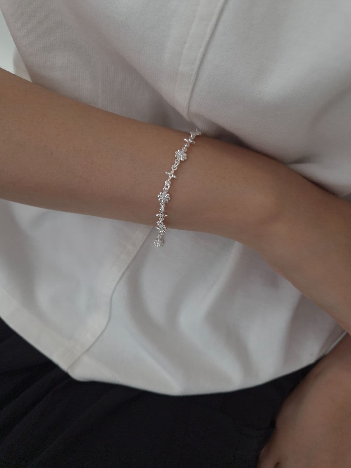 Silver 925 Flower Star Slide Bracelet B260630323 - 이미지 2