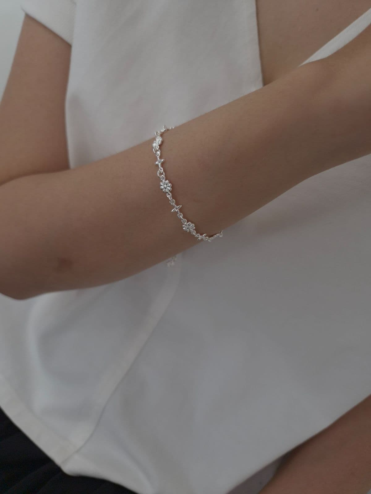 Silver 925 Flower Star Slide Bracelet B260630323 - 이미지 3