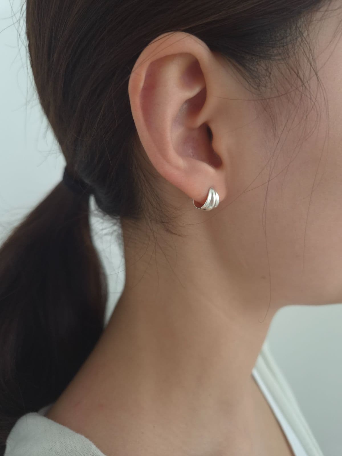 Silver 925 10-12mm Wave One-Touch Earrings E260655642 - 이미지 6