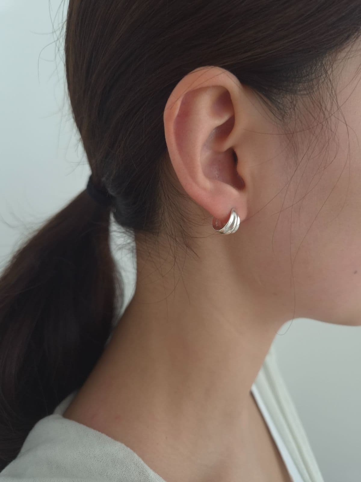 Silver 925 10-12mm Wave One-Touch Earrings E260655642 - 이미지 5