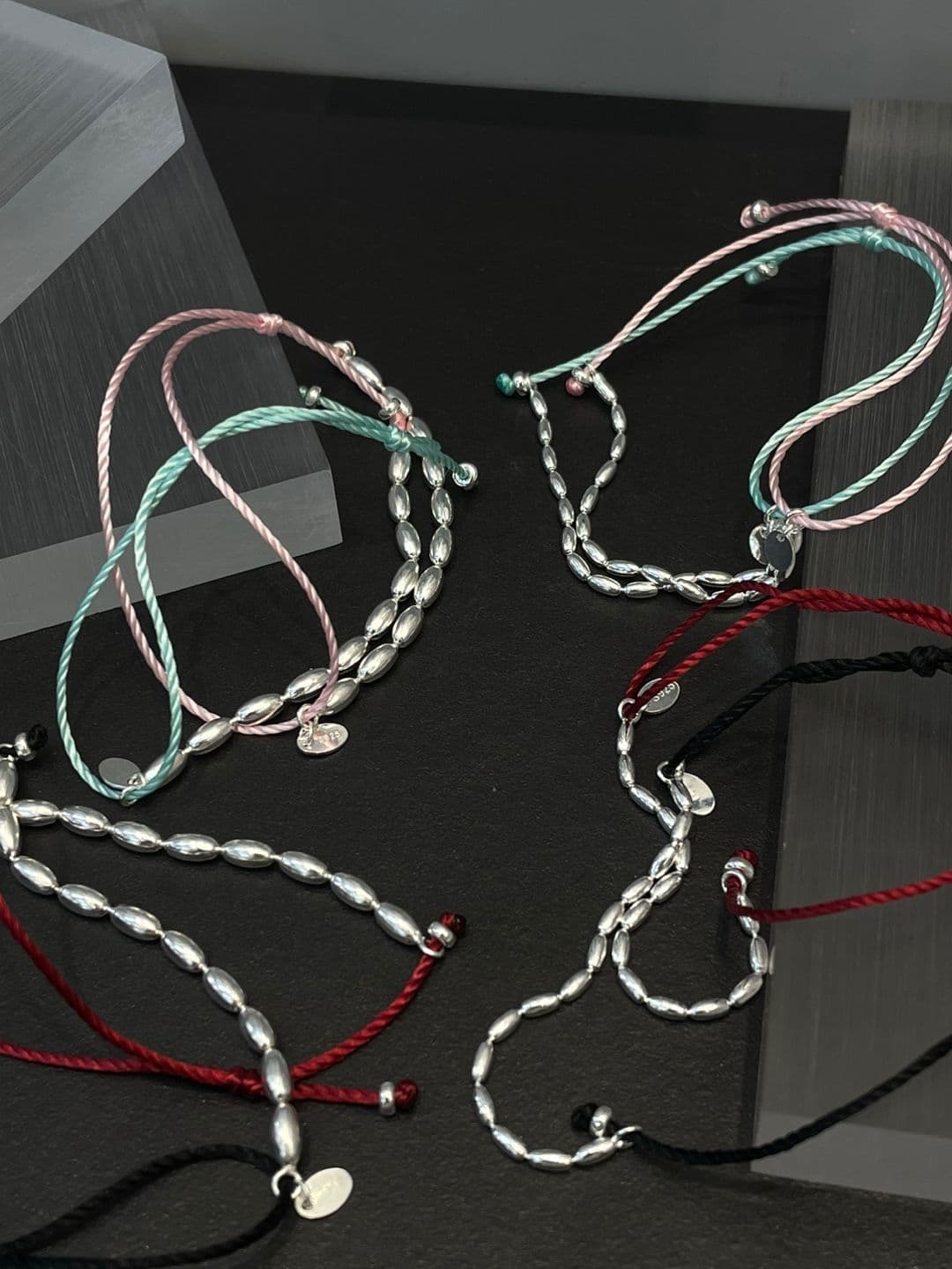 Silver 925 Waxed Strap Silver Ball Bracelet B260685301 - 이미지 11
