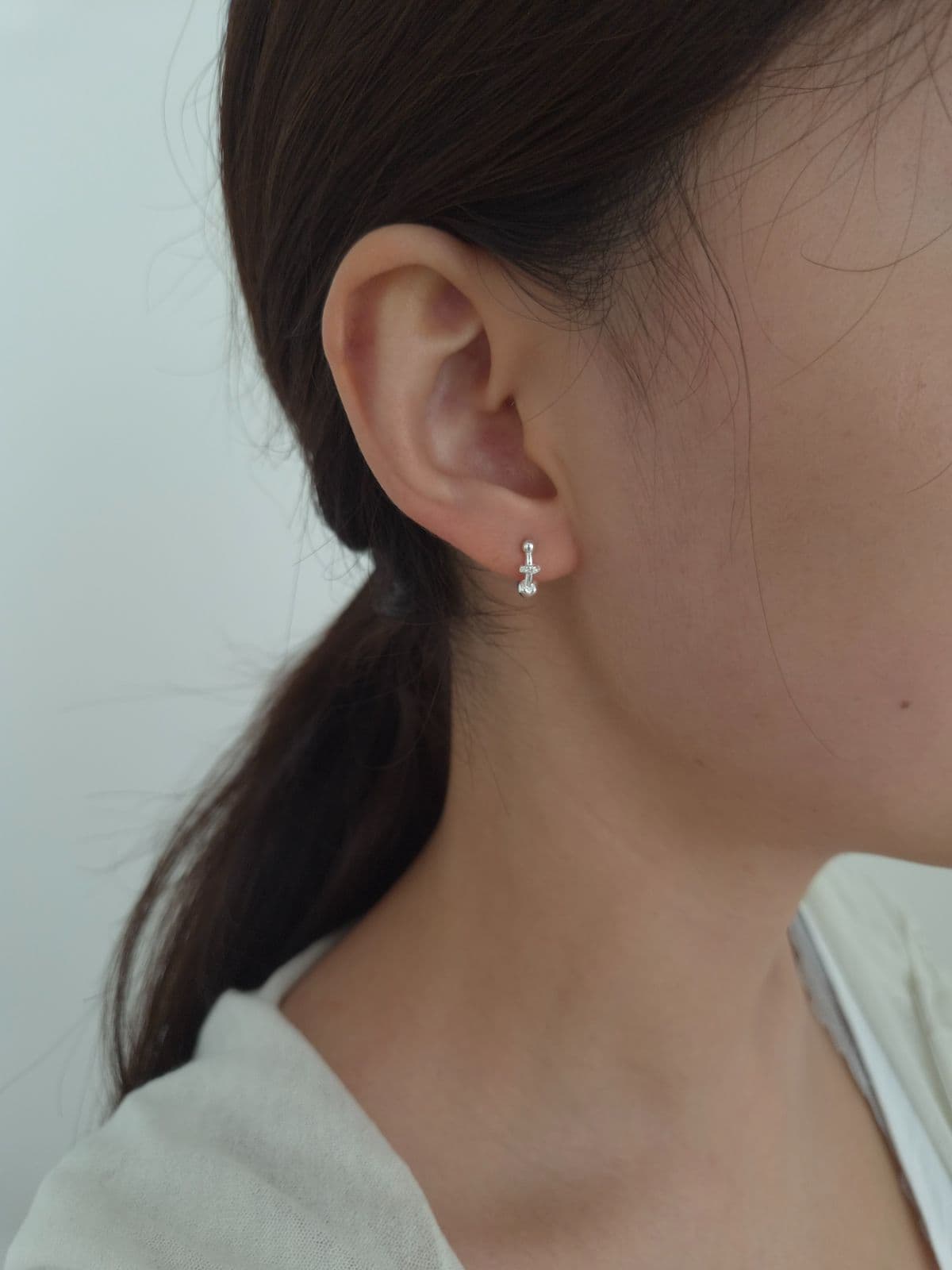 Silver 925 Heart-Cubic Ring-Silver Ball One-Touch Earrings E260716664 - 이미지 2