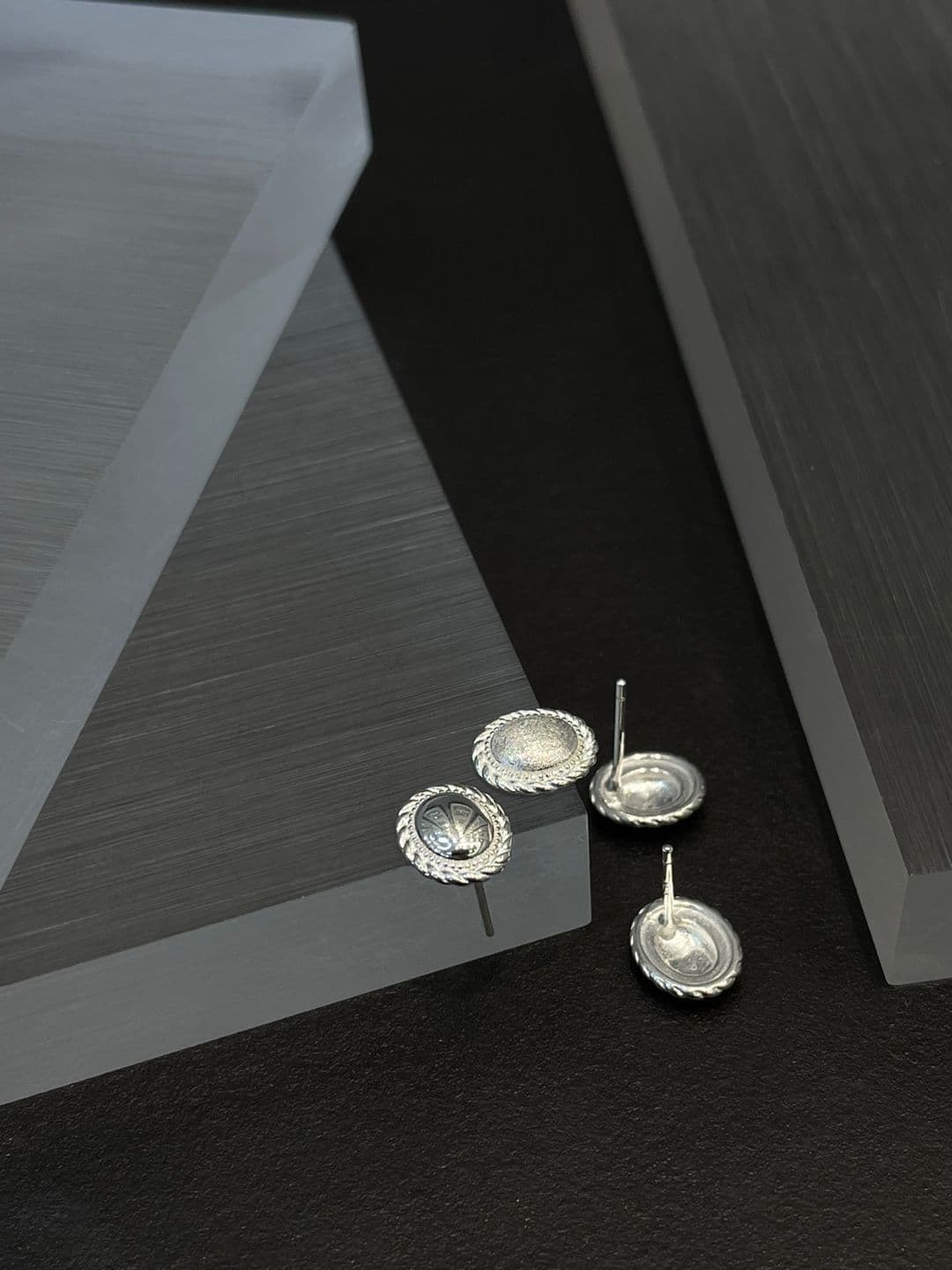 Silver 925 Glossy-Matte Circle Post Earrings E260718215 - 이미지 10