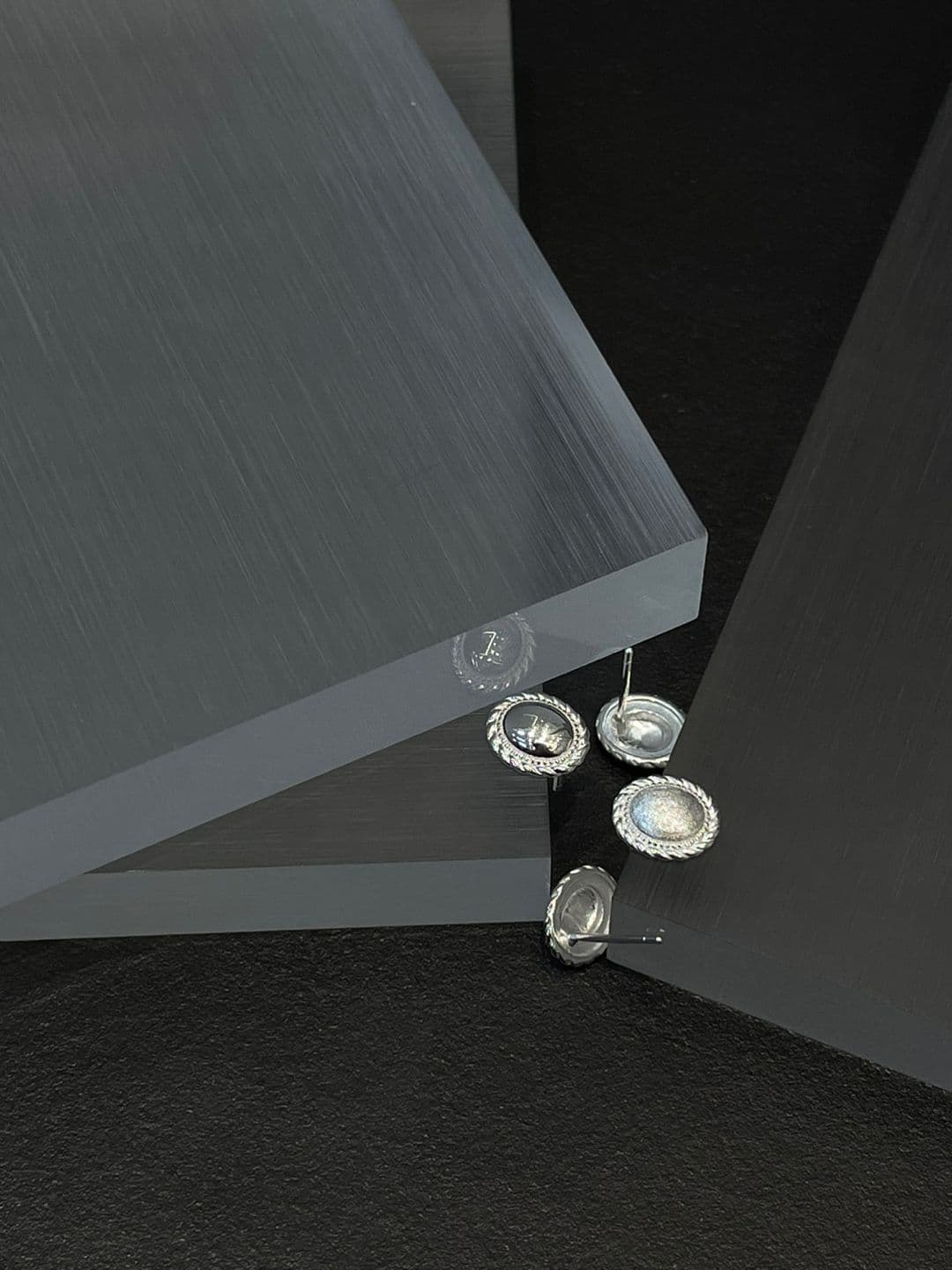 Silver 925 Glossy-Matte Circle Post Earrings E260718215 - 이미지 8