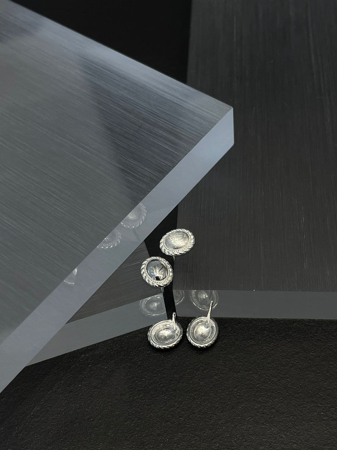 Silver 925 Glossy-Matte Circle Post Earrings E260718215 - 이미지 11