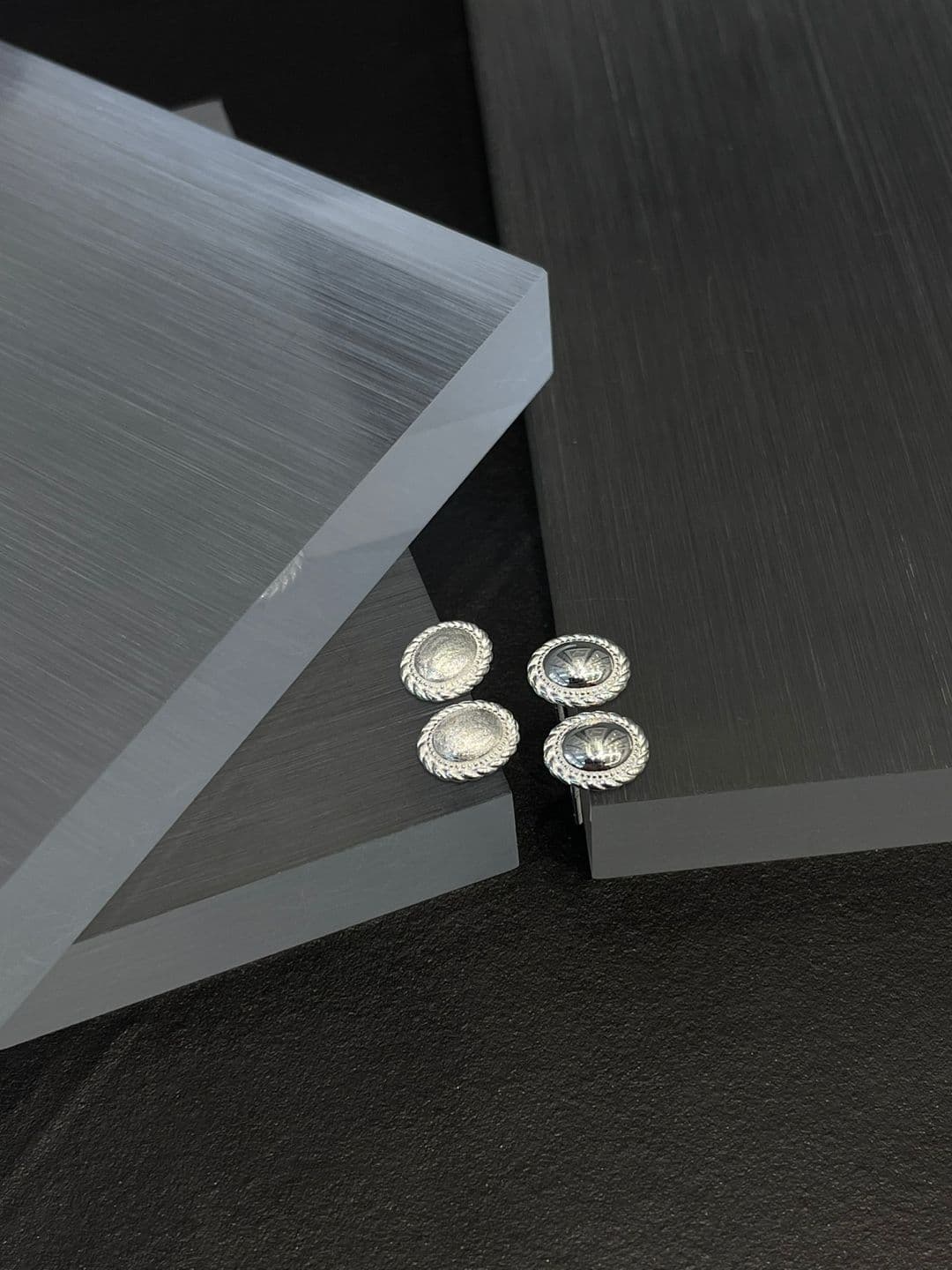 Silver 925 Glossy-Matte Circle Post Earrings E260718215 - 이미지 9