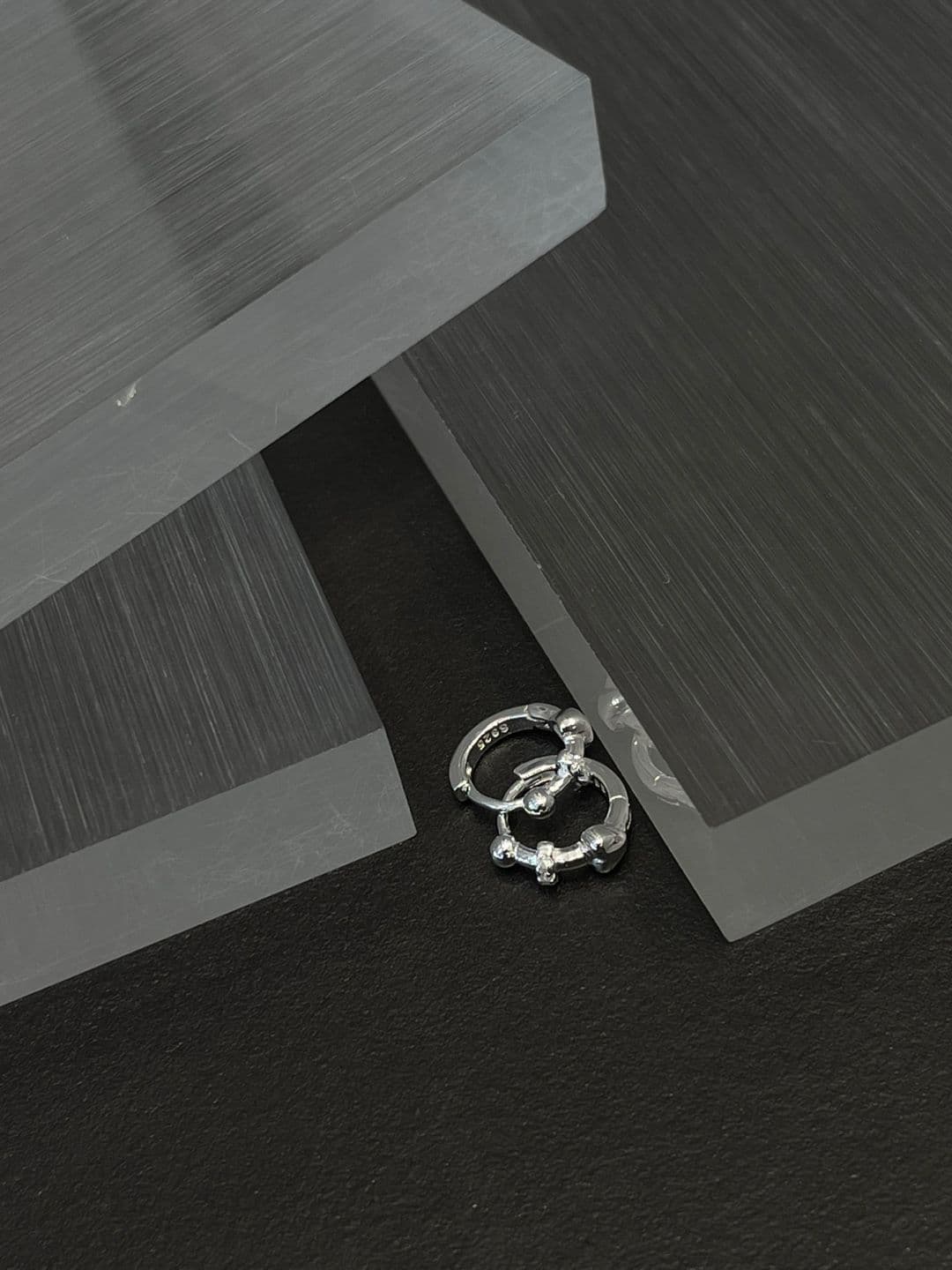 Silver 925 Heart-Cubic Ring-Silver Ball One-Touch Earrings E260716664 - 이미지 4