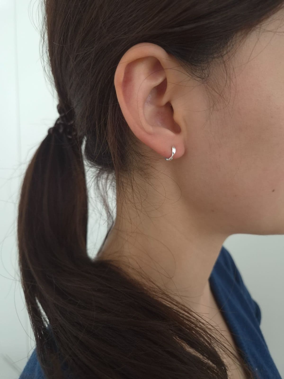 Silver 925 One-Touch Twist Earrings E260724472 - 이미지 3