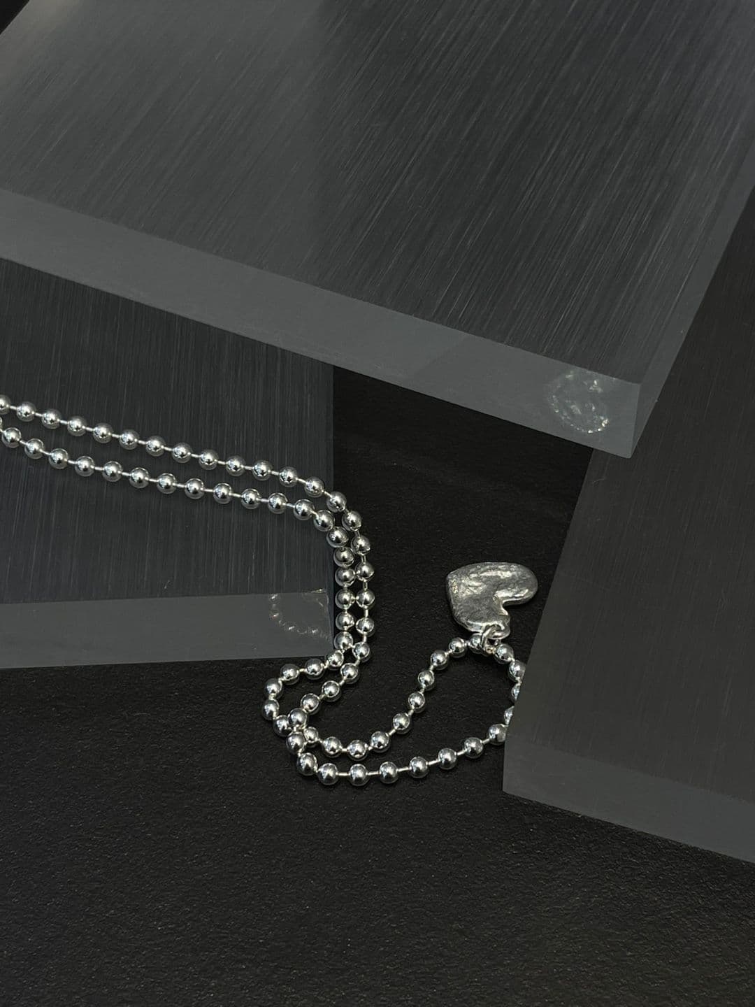 Silver 925 Rough Heart 2.5mm Silver Ball Necklace N260798168 - 이미지 7