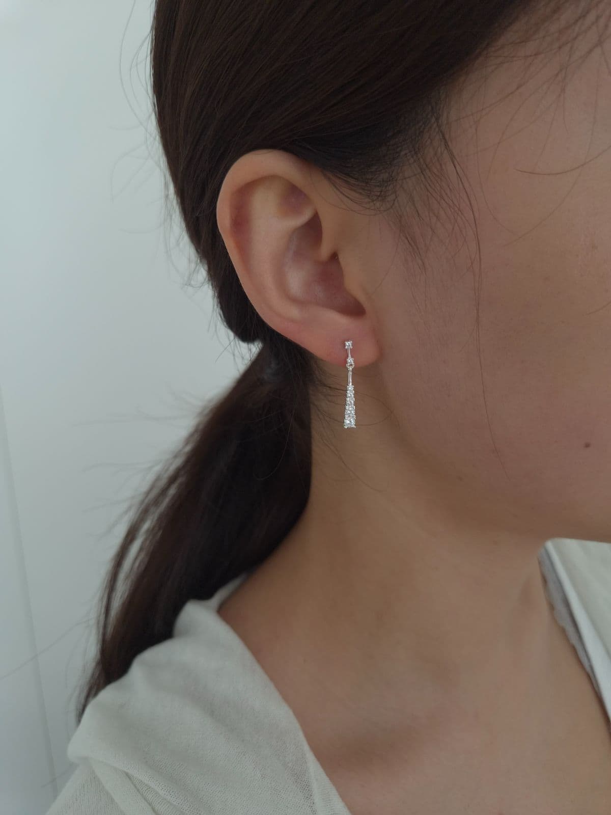 Silver 925 Cubic Drop Post Earrings E230338377 - 이미지 3