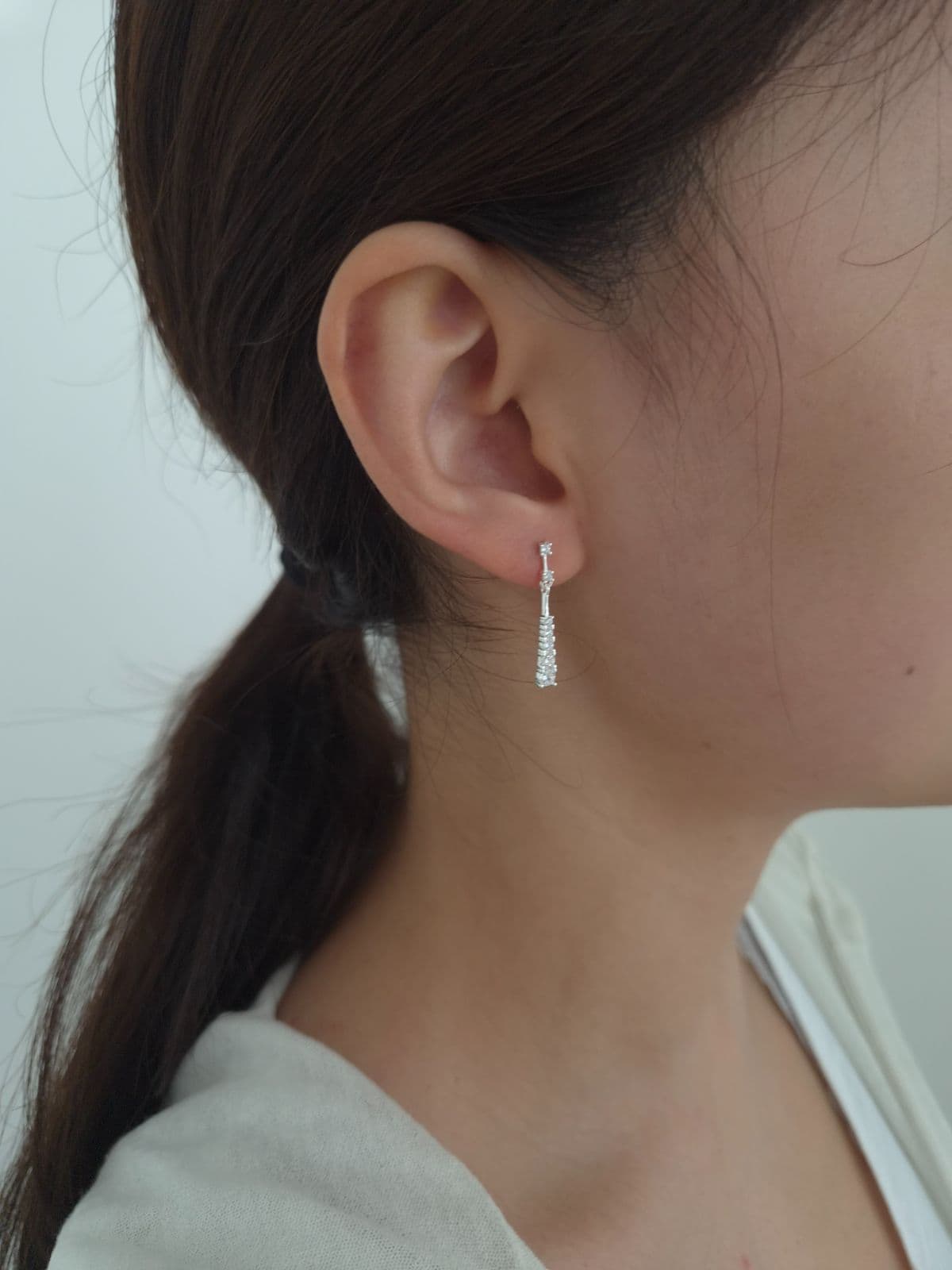 Silver 925 Cubic Drop Post Earrings E230338377 - 이미지 2