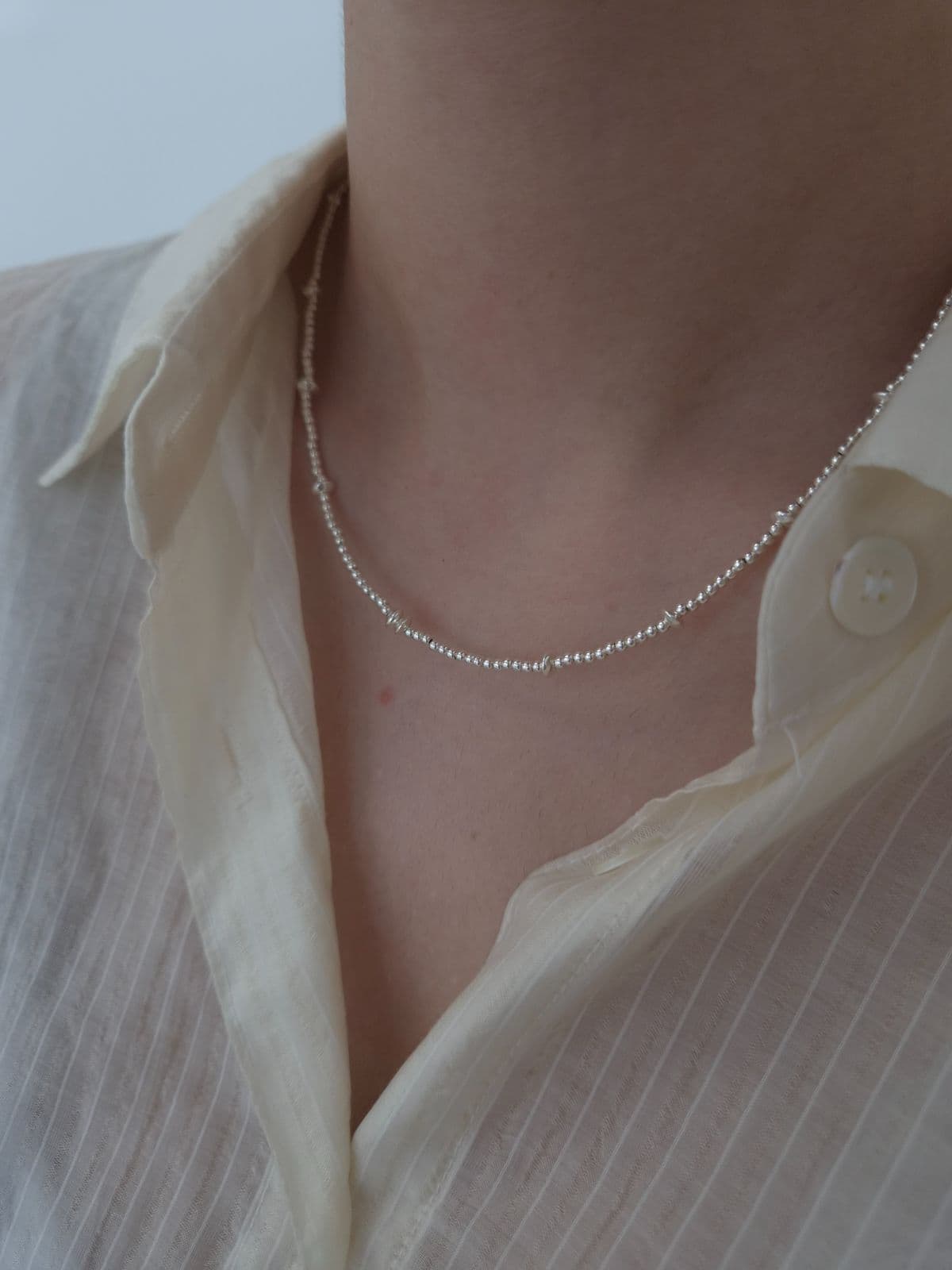 Silver 925 Classic Silver Ball Necklace N260778860 - 이미지 1
