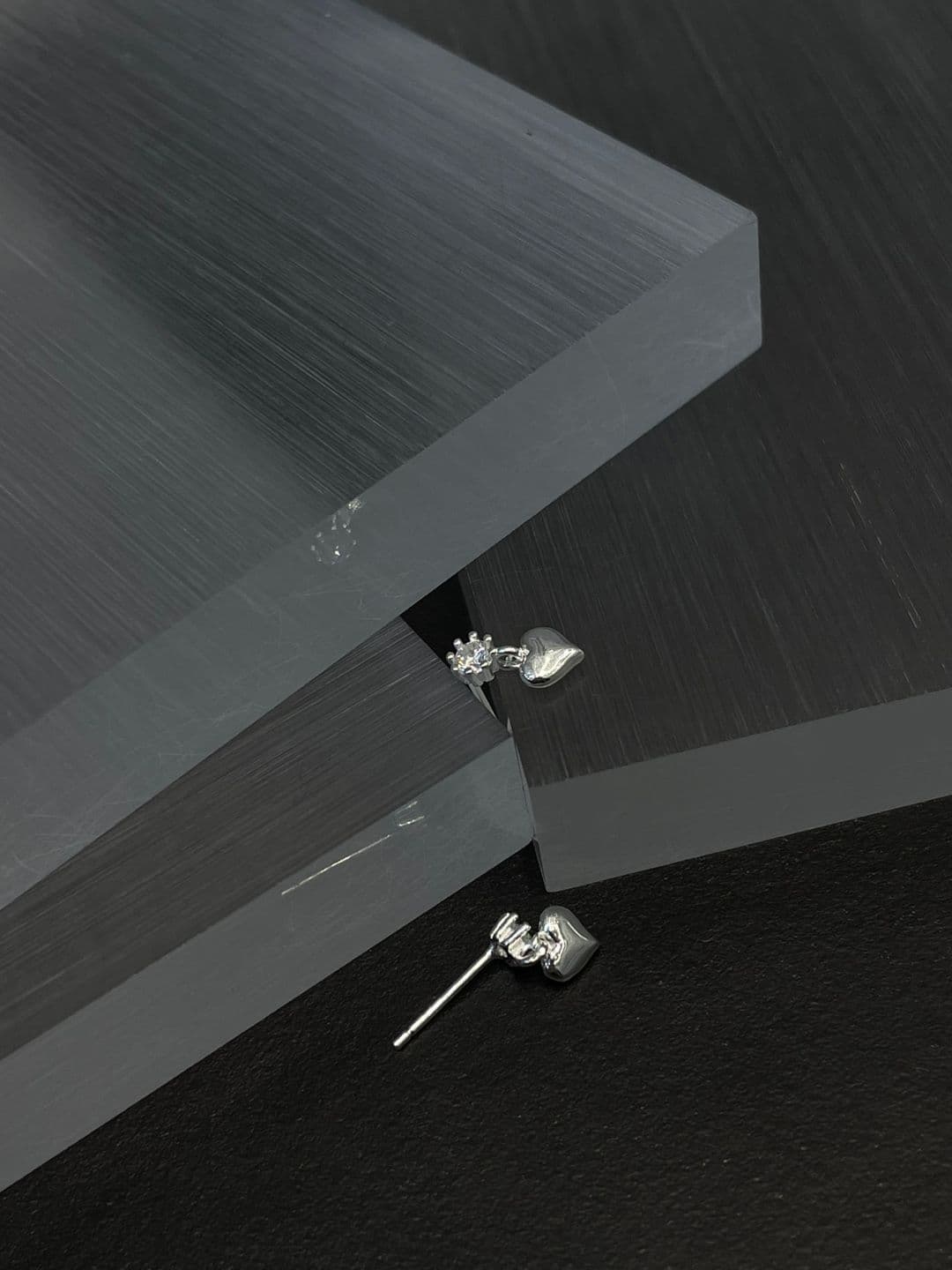Silver 925 Heart Dangle Cubic Post Earrings E260740609 - 이미지 6