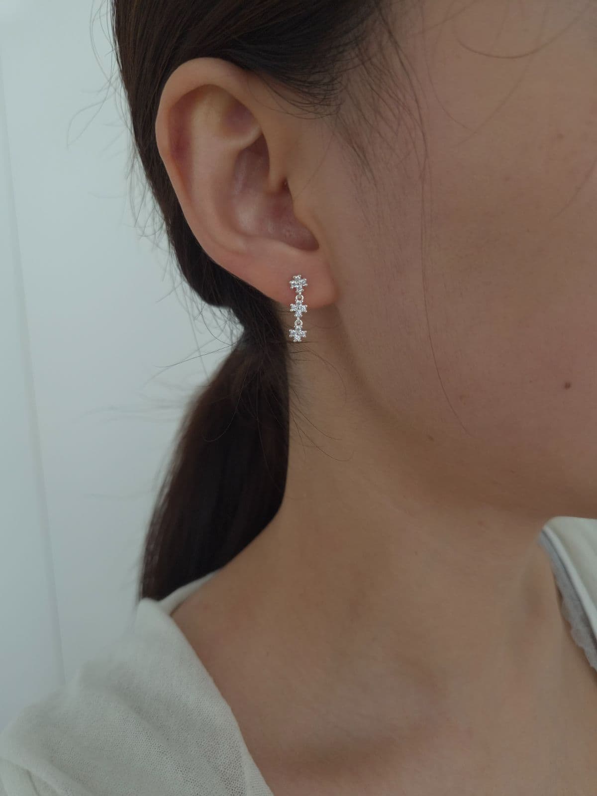 Silver 925 Cubic Cross Drop Earrings E260786933 - 이미지 1