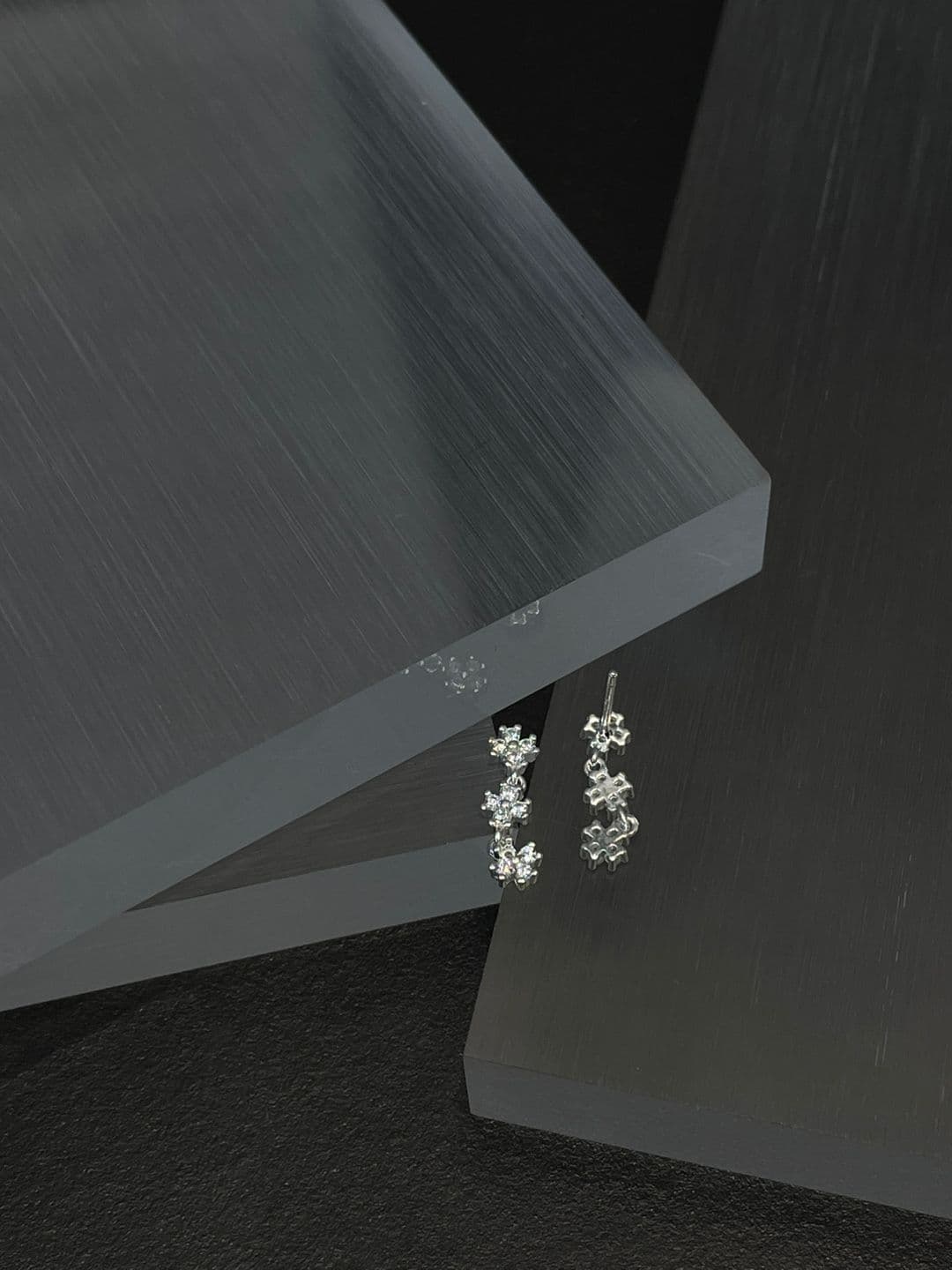 Silver 925 Cubic Cross Drop Earrings E260786933 - 이미지 5
