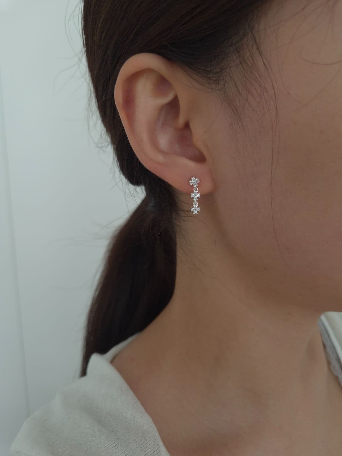Silver 925 Cubic Cross Drop Earrings E260786933 - 이미지 3