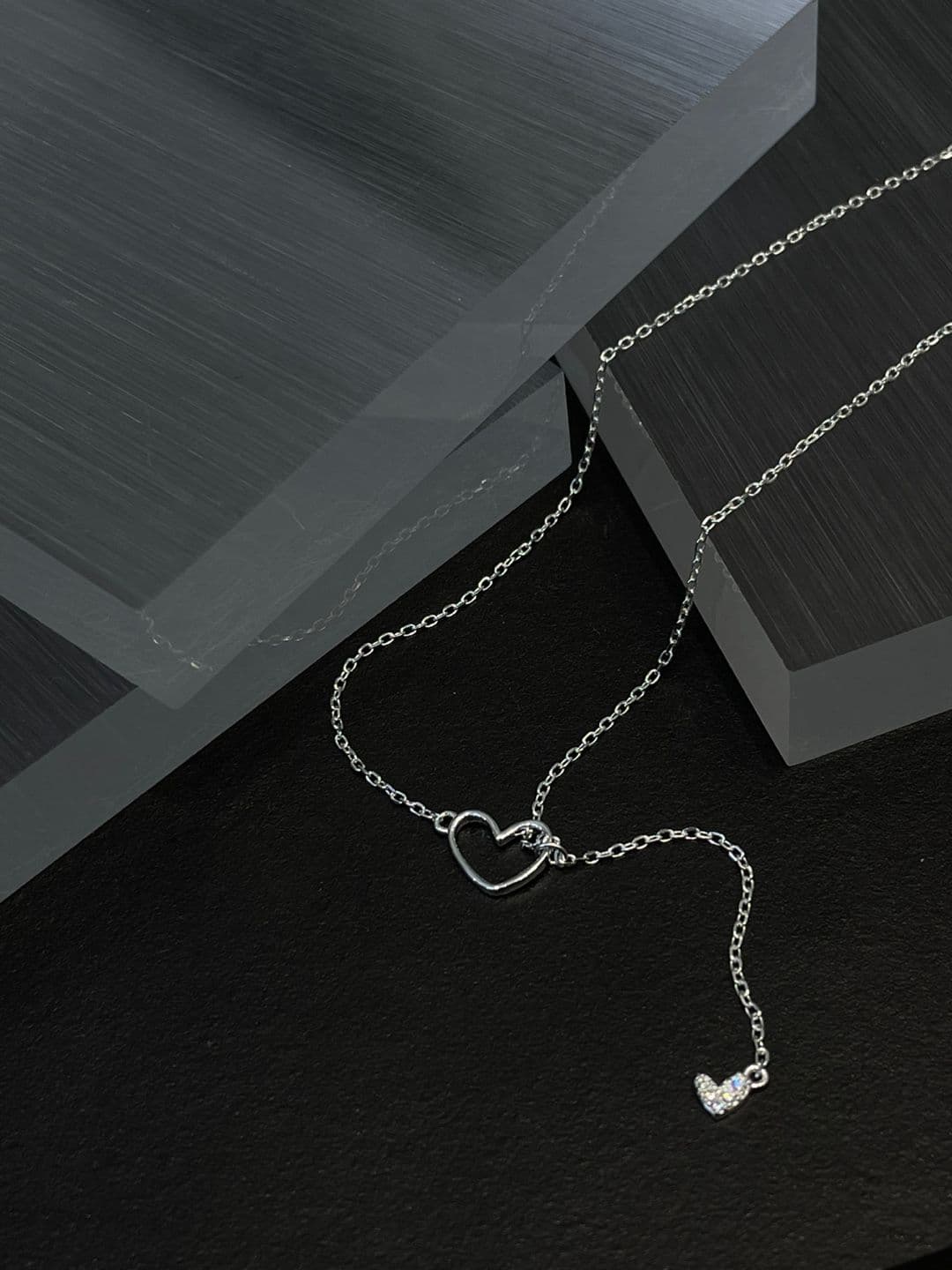 Silver 925 Heart Slide Cubic Necklace N230689046 - 이미지 4