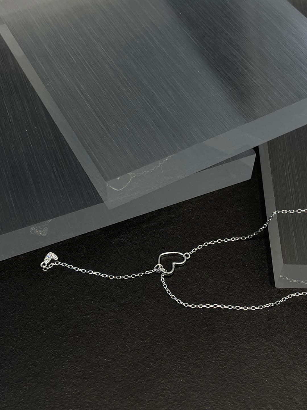 Silver 925 Heart Slide Cubic Necklace N230689046 - 이미지 5