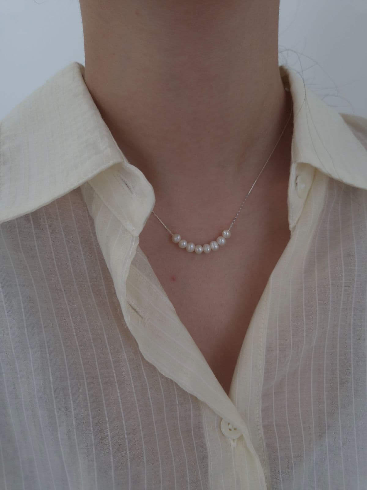 Silver 925 Freshwater Pearl Necklace N231222921 - 이미지 1