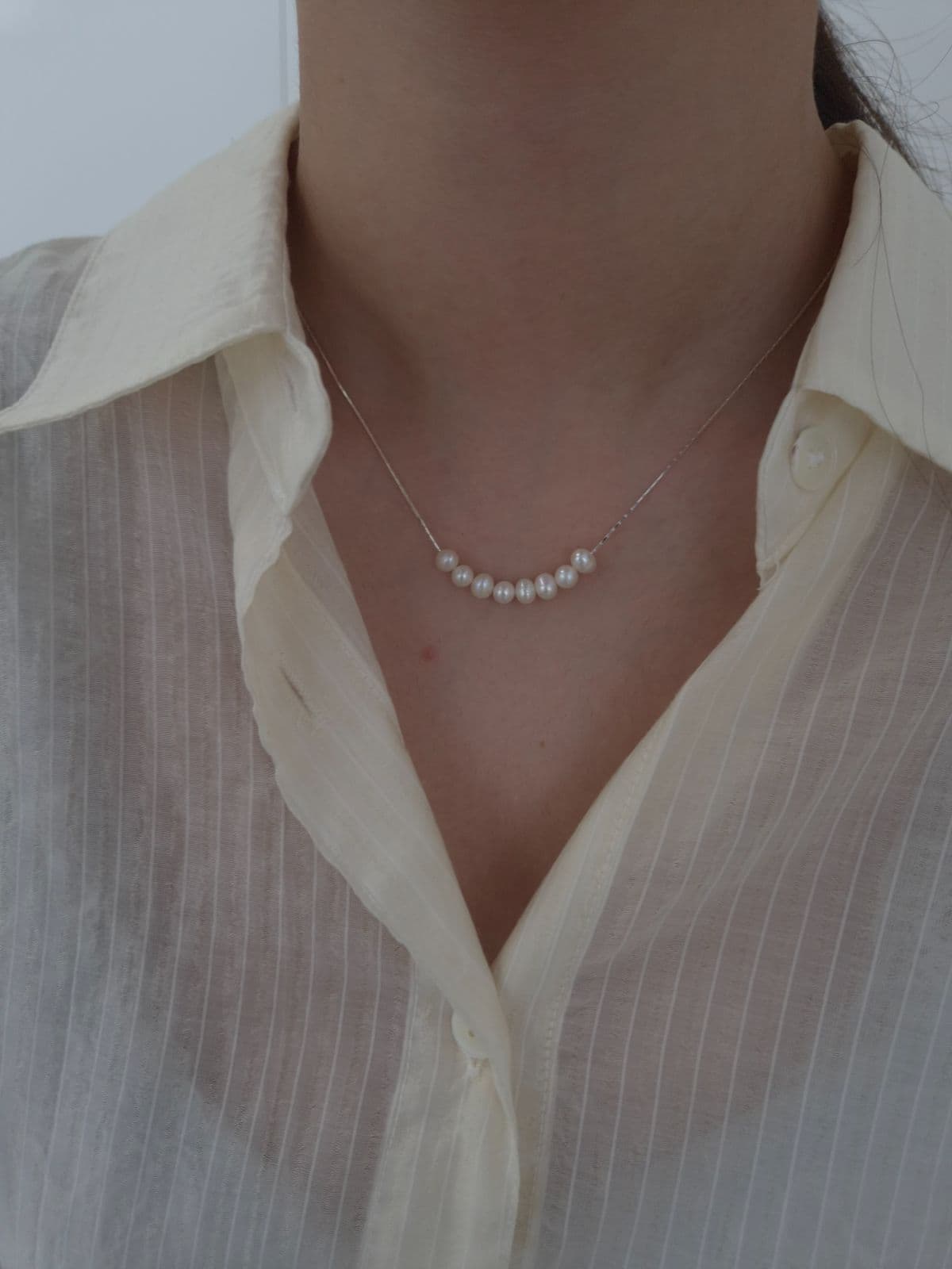 Silver 925 Freshwater Pearl Necklace N231222921 - 이미지 3