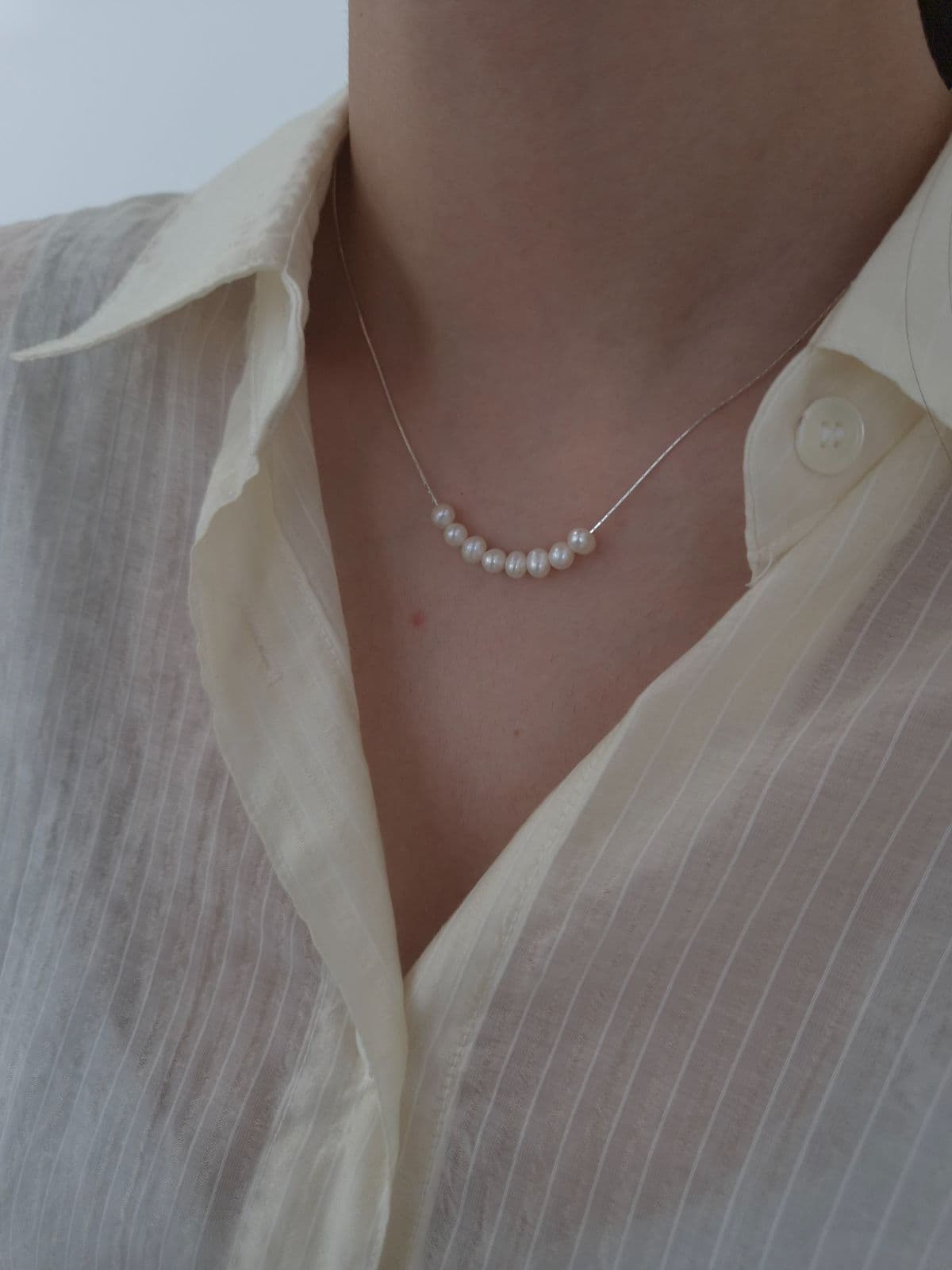 Silver 925 Freshwater Pearl Necklace N231222921 - 이미지 2