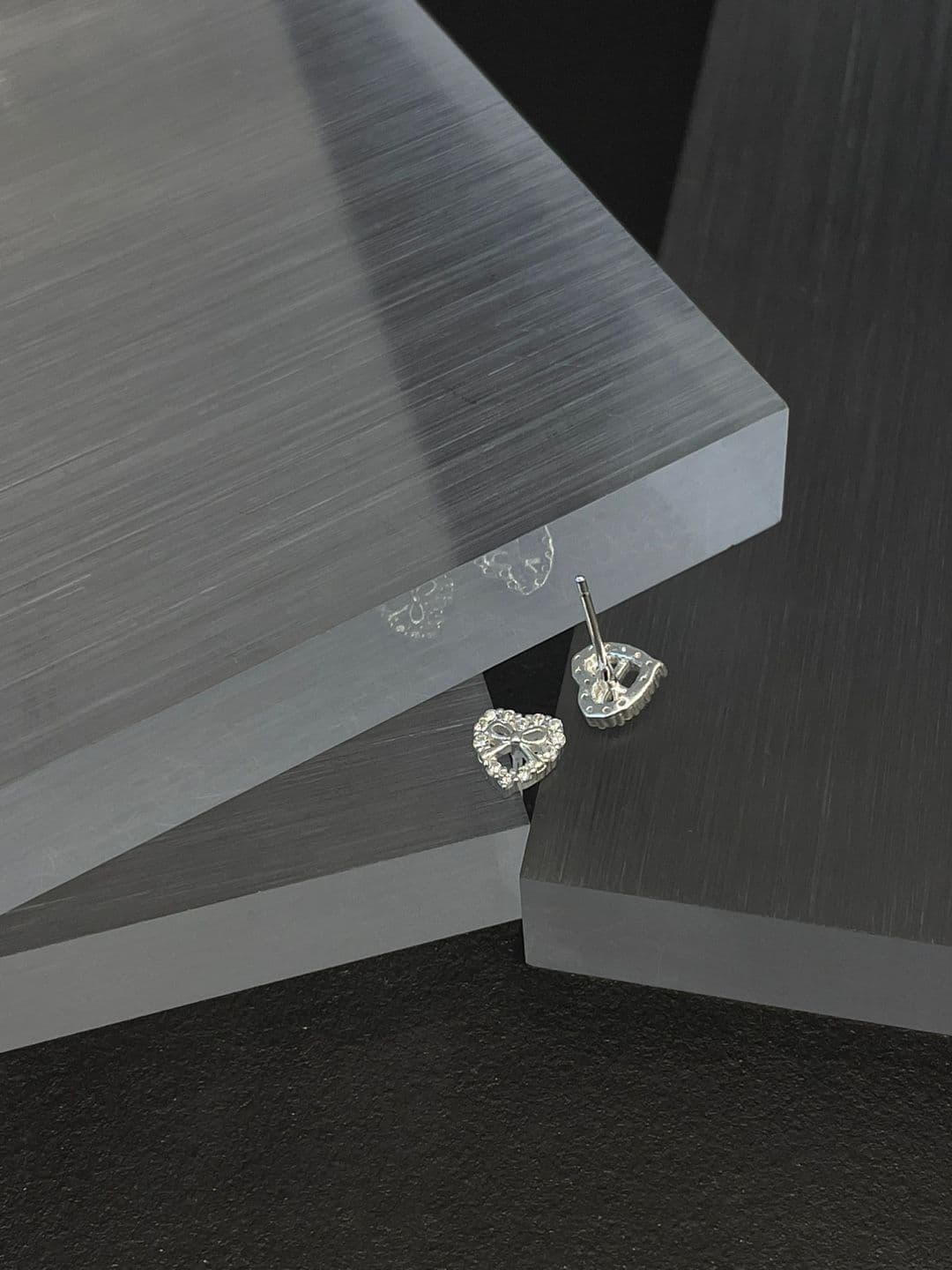 Silver 925 Heart Ribbon Post Earrings E260772246 - 이미지 6