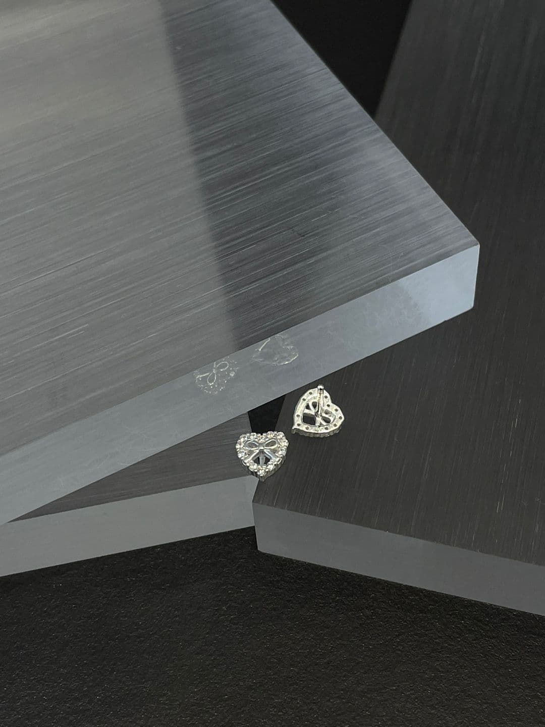 Silver 925 Heart Ribbon Post Earrings E260772246 - 이미지 5