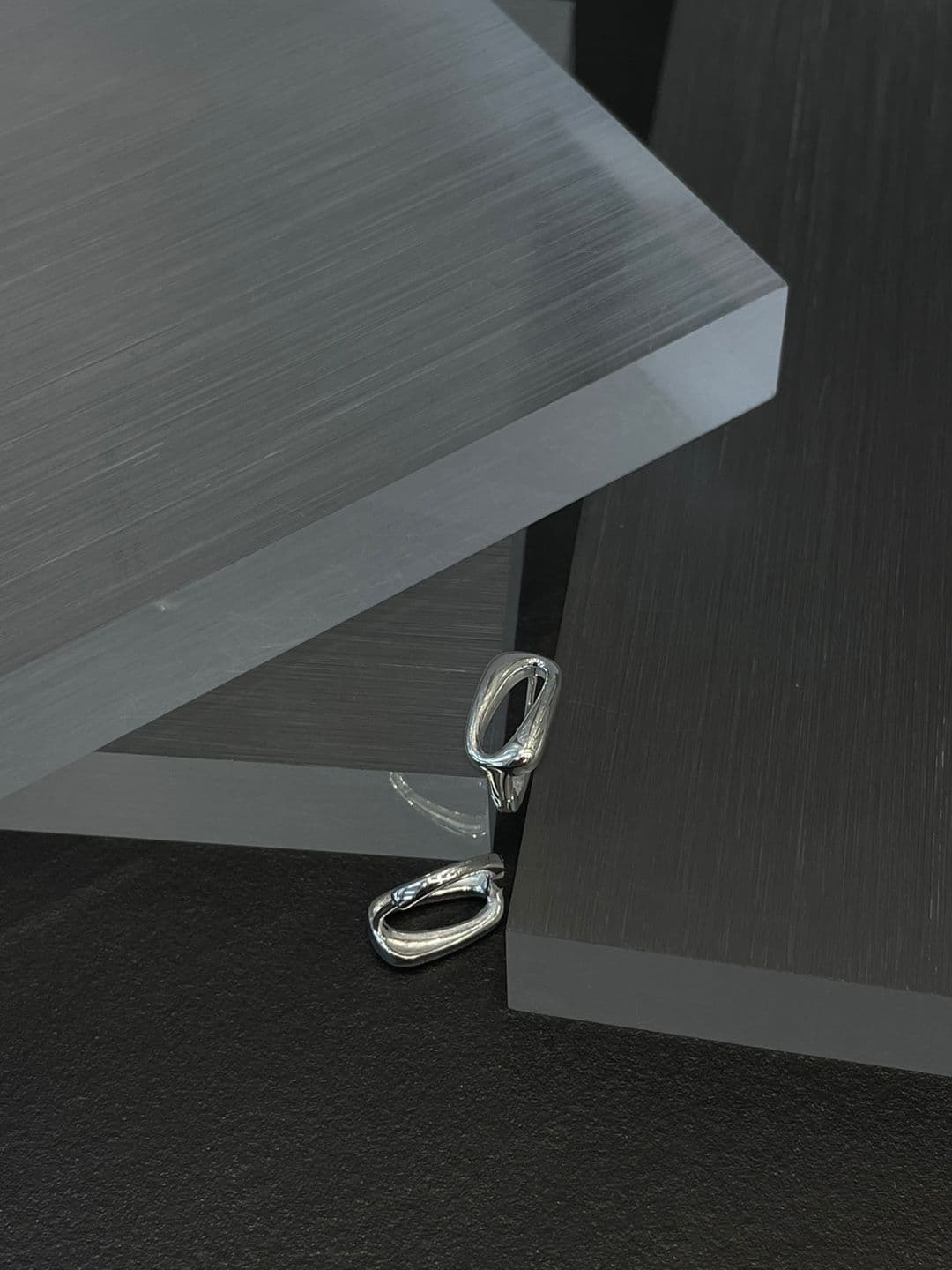 Silver 952 Square One-Touch Earrings E260746802 - 이미지 4