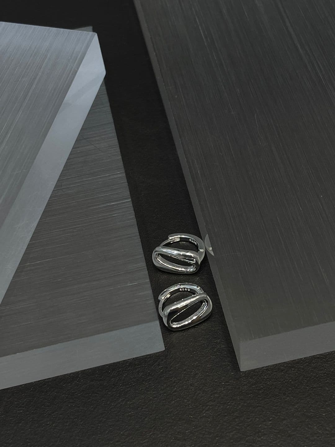 Silver 952 Square One-Touch Earrings E260746802 - 이미지 6