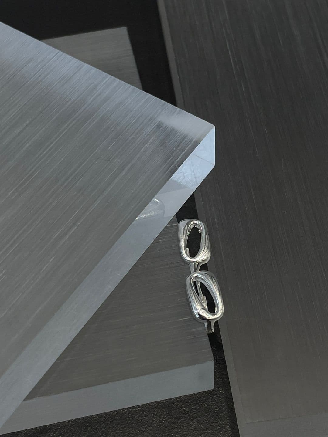 Silver 952 Square One-Touch Earrings E260746802 - 이미지 5