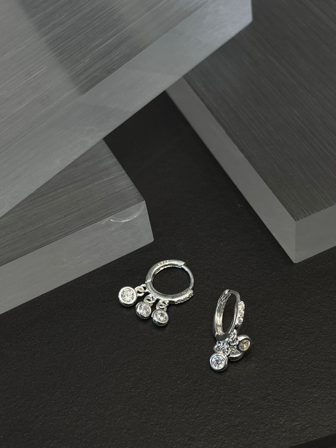 Silver 925 One-Touch Cubic Dangle Earrings E260759553 - 이미지 6
