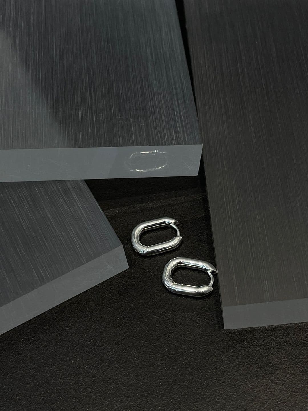 Silver 925 One-Touch Bold Square Earrings E221149488 - 이미지 4