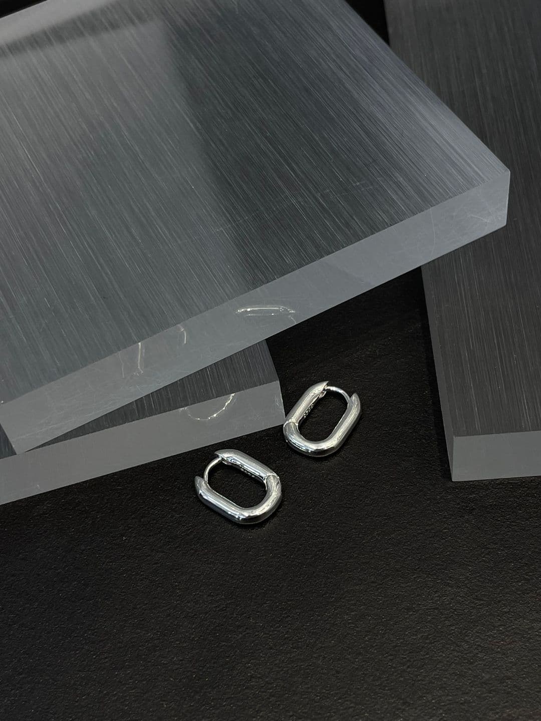 Silver 925 One-Touch Bold Square Earrings E221149488 - 이미지 6