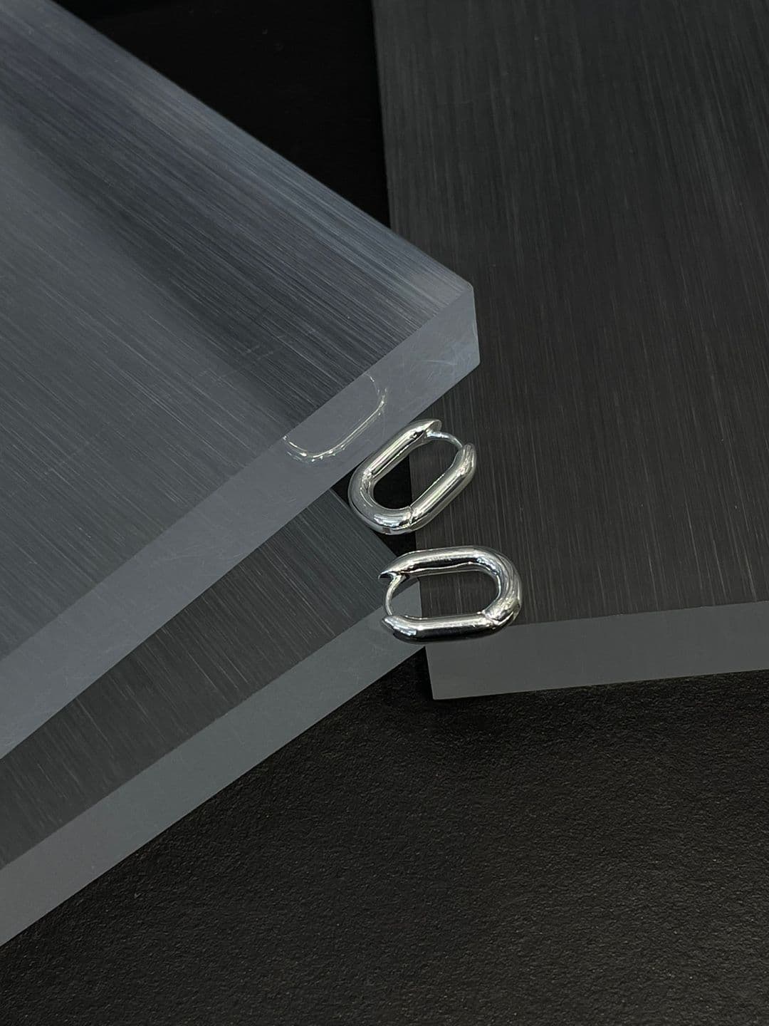 Silver 925 One-Touch Bold Square Earrings E221149488 - 이미지 5
