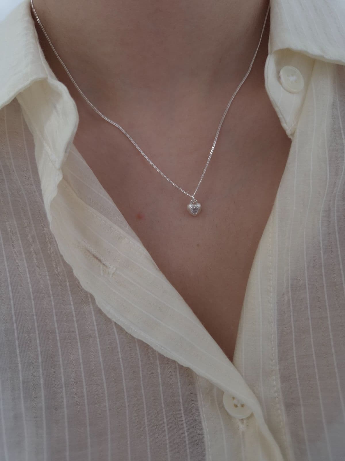 Silver 925 Matte Heart Cubic Necklace N260769129 - 이미지 1
