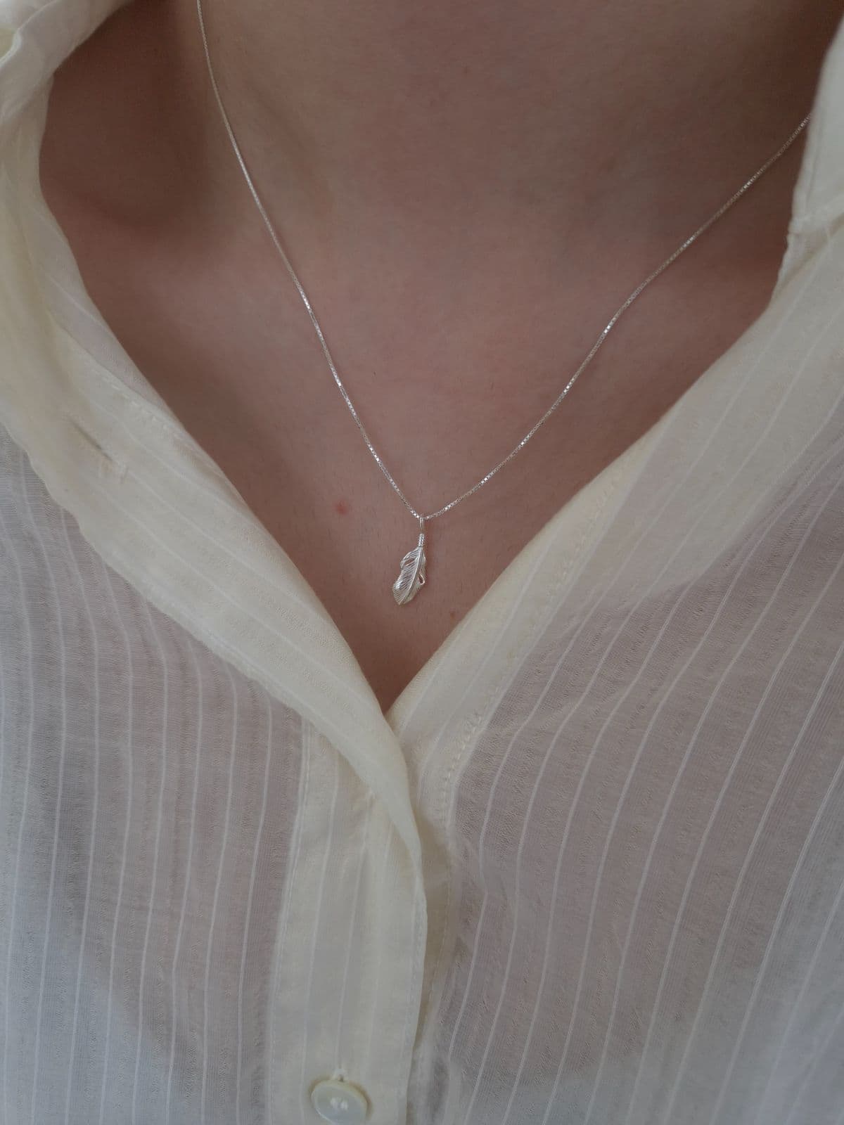 Silver 925 Leaf Box Chain Necklace N260778534 - 이미지 1
