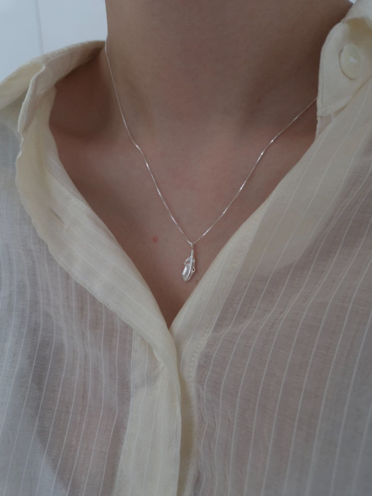 Silver 925 Leaf Box Chain Necklace N260778534 - 이미지 2